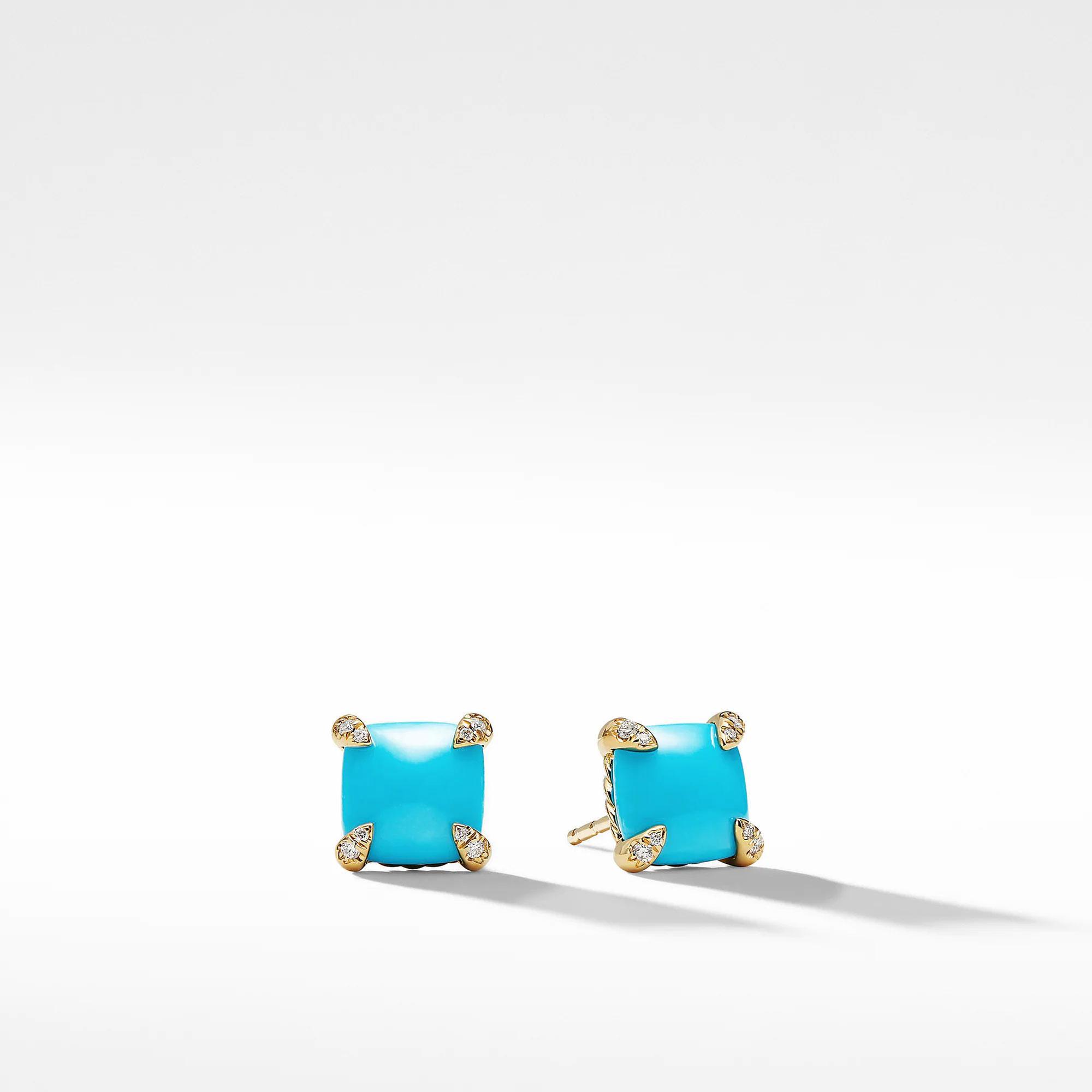 David Yurman Chatelaine(R) Earrings with Turquoise in 18k Gold, 8