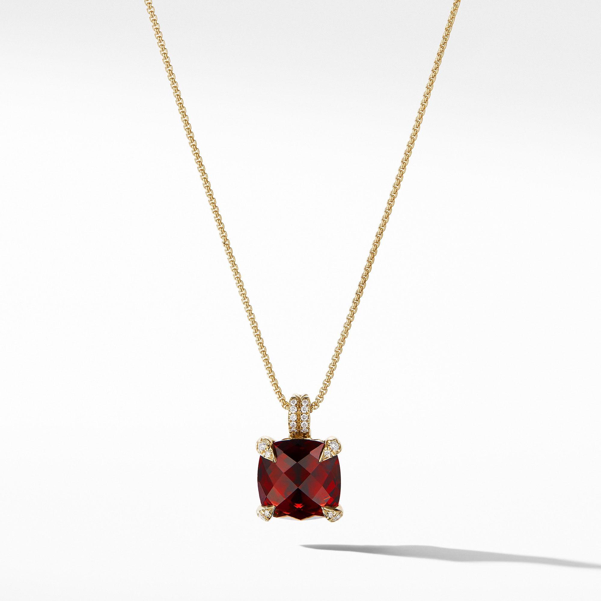 David Yurman Chatelaine Pendant Necklace with Garnet and Diamonds