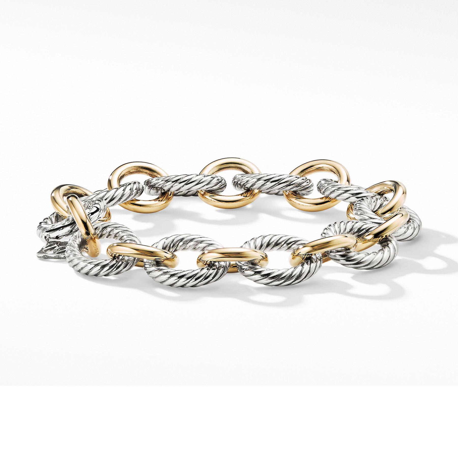 David Yurman Chain Collection Large Oval Link Bracelet with 18k G