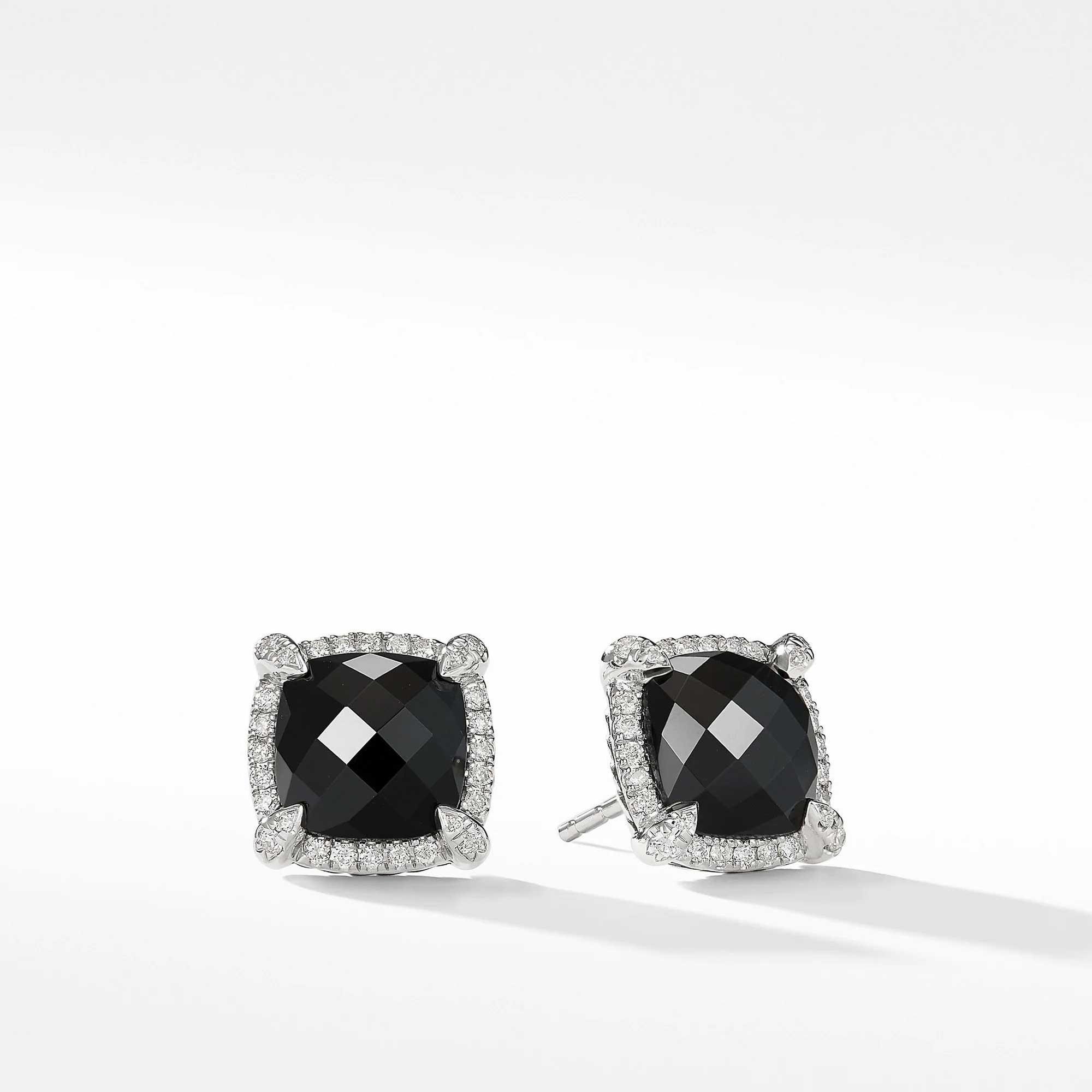 David Yurman Chatelaine Pave Bezel Earring with Black Onyx and Di