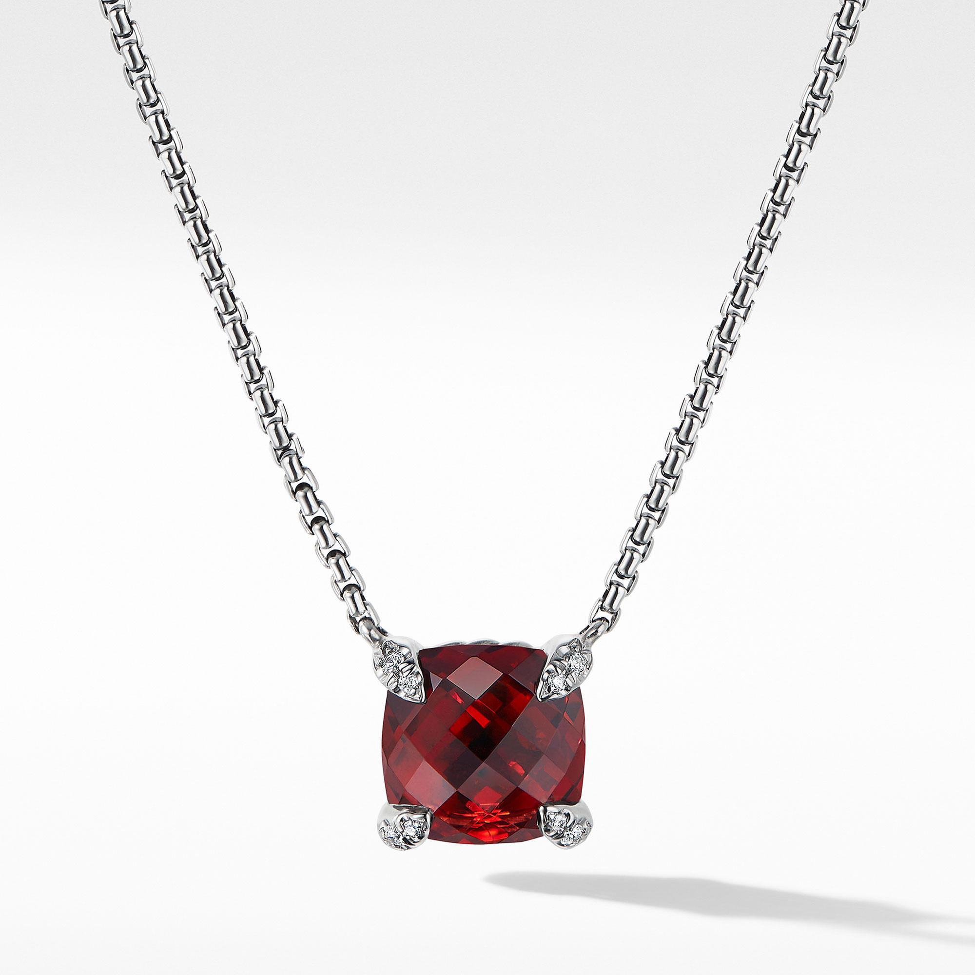 David Yurman Chatelaine Pendant Necklace with Rhodolite Garnet an