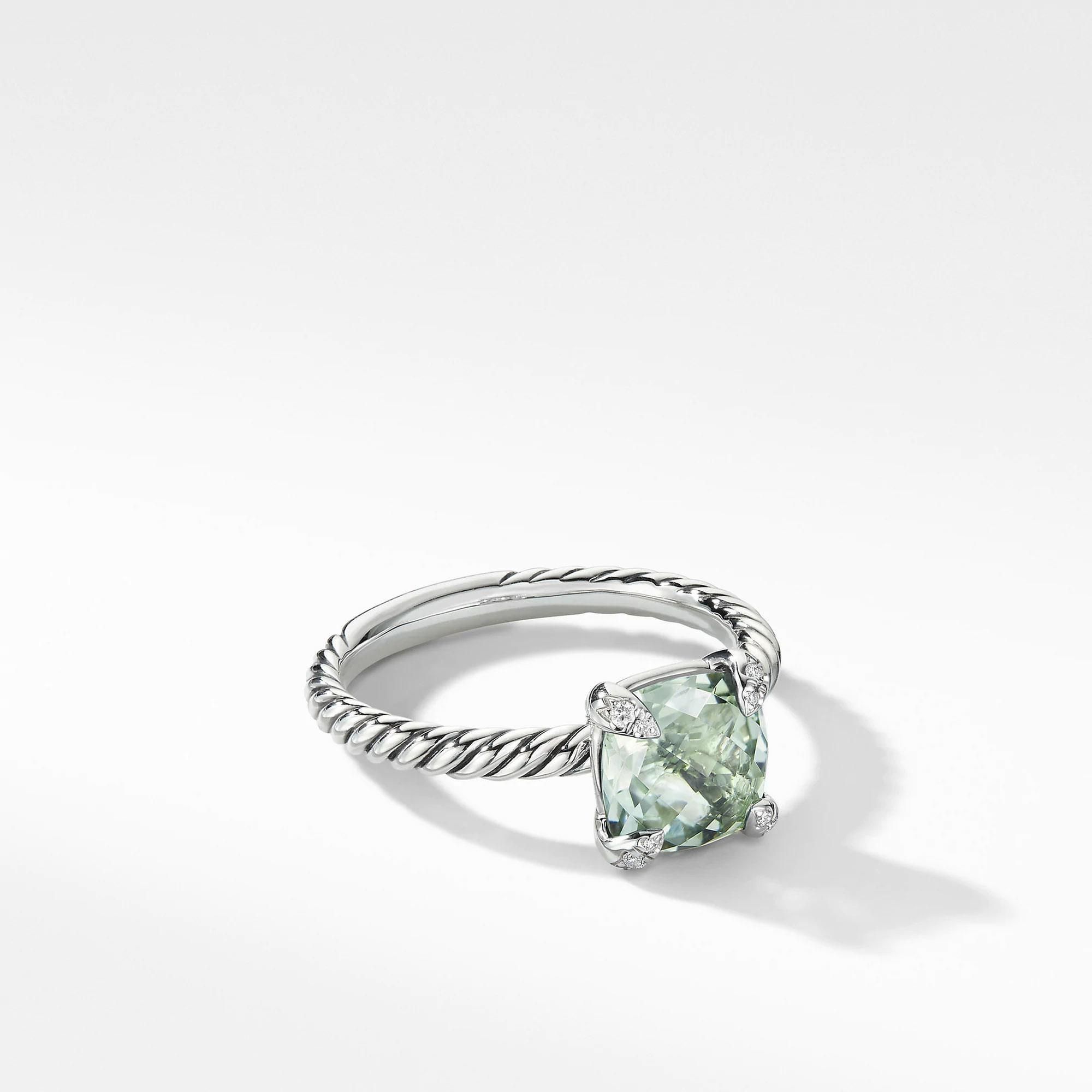 David Yurman Womens Chatelaine Ring with Prasiolite and Diamonds Size 10 575$