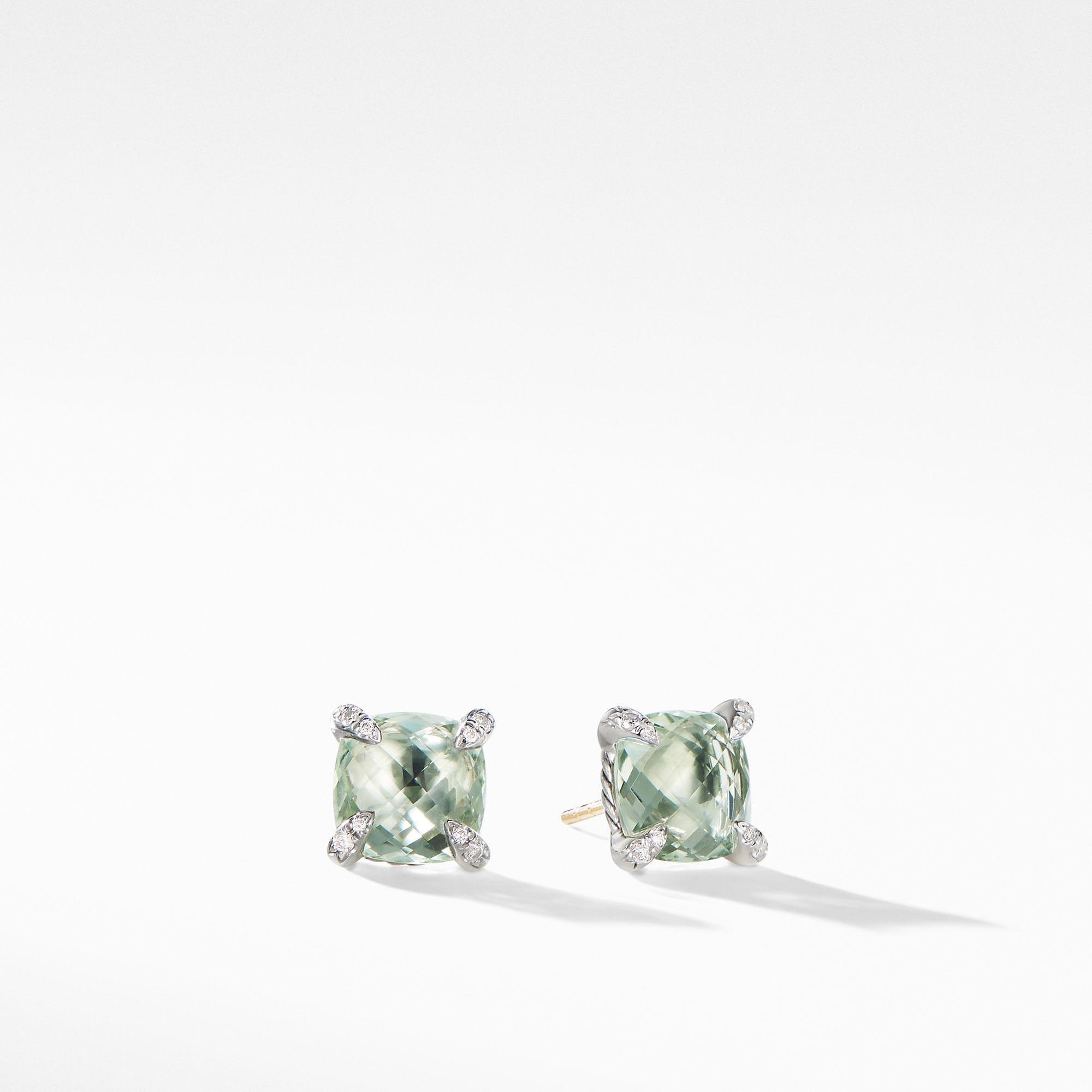 David Yurman Chatelaine Stud Earrings with Prasiolite and Diamond