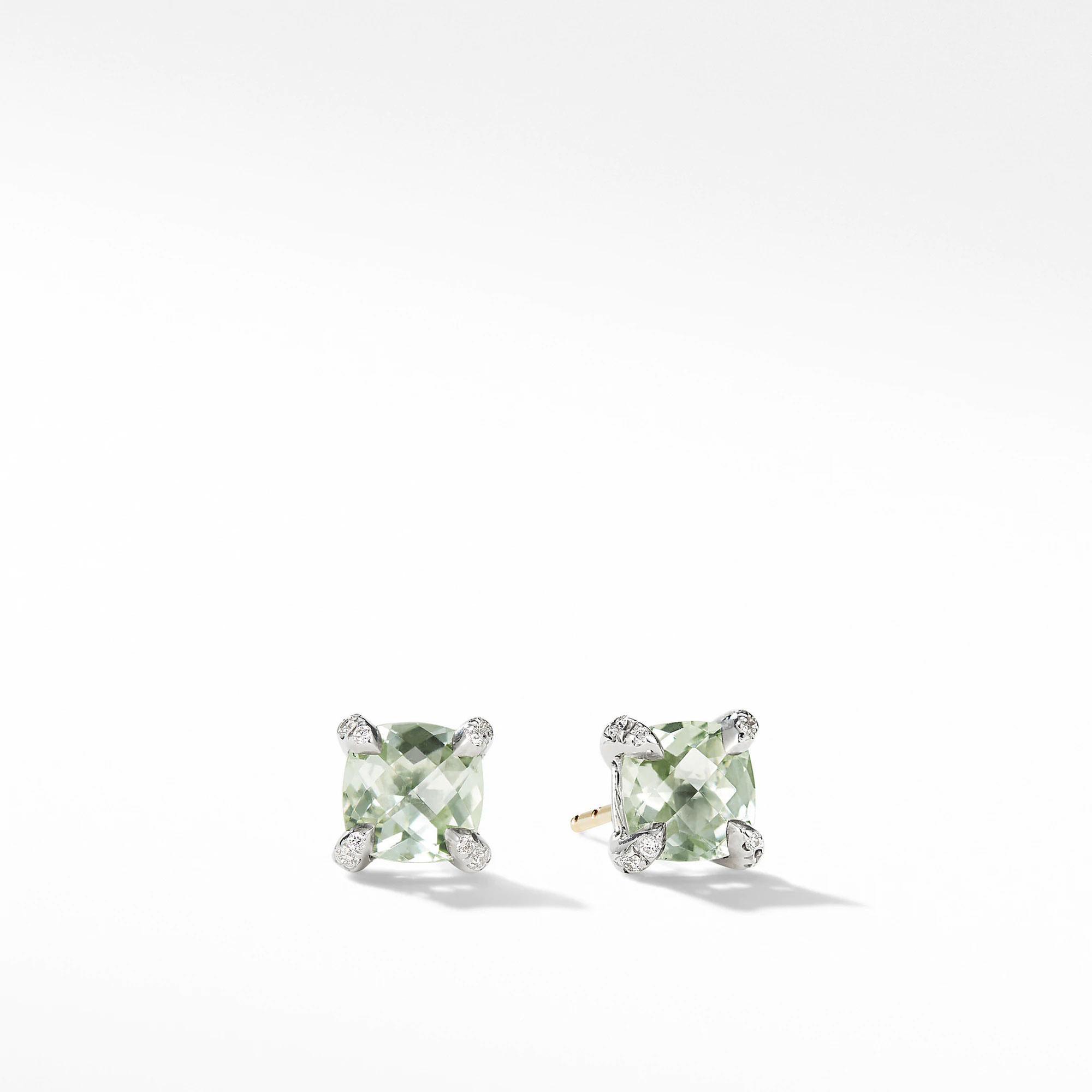 David Yurman Chatelaine Stud Earrings with Prasiolite and Diamond