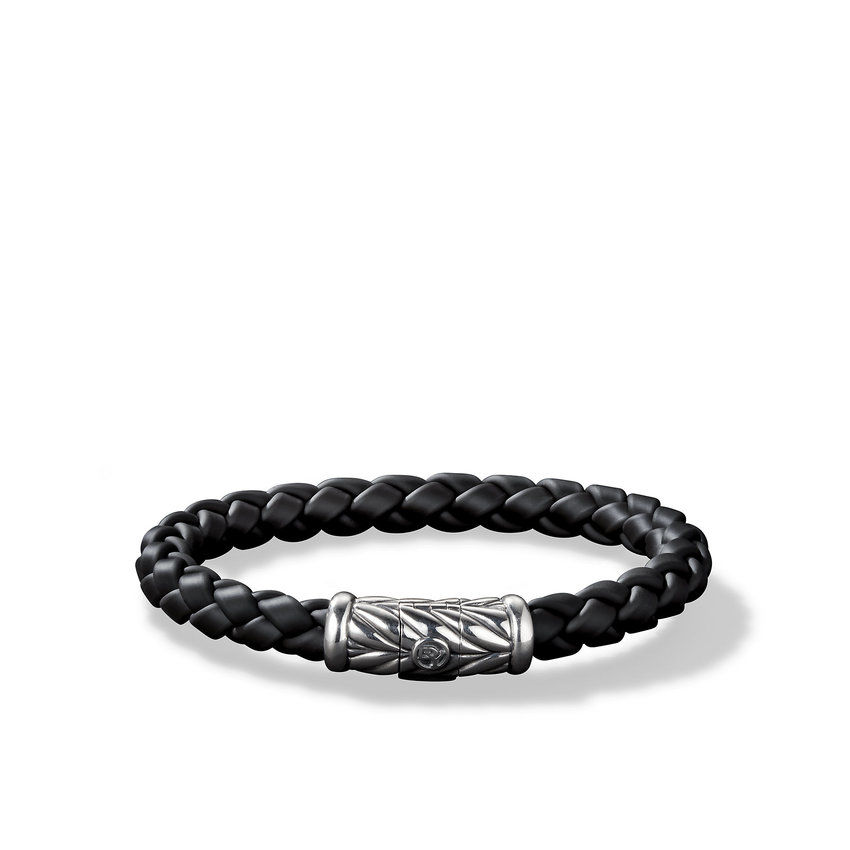 Men's David Yurman Chevron Rubber Weave Bracelet in Black, 8mm - 8 Inches