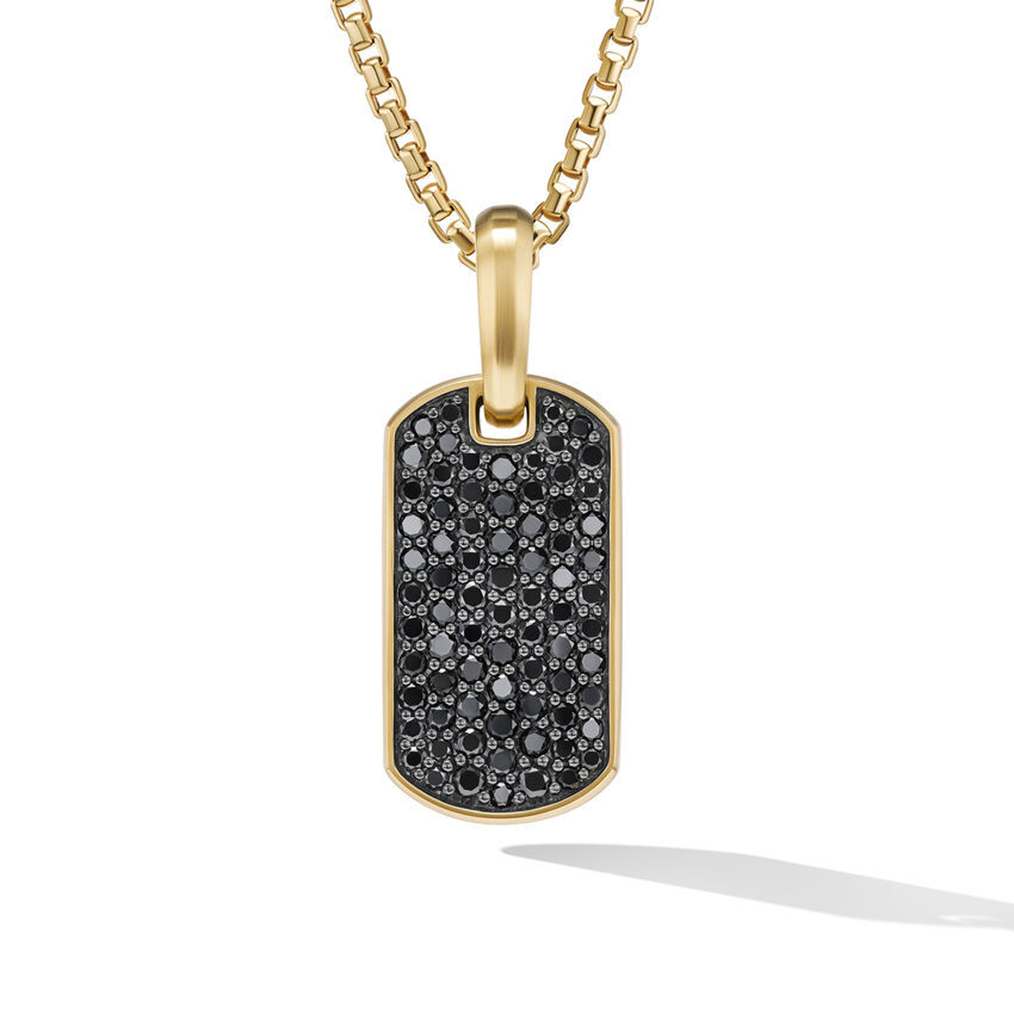 David Yurman Chevron Tag in 18K Yellow Gold with Black Diamonds 21mm