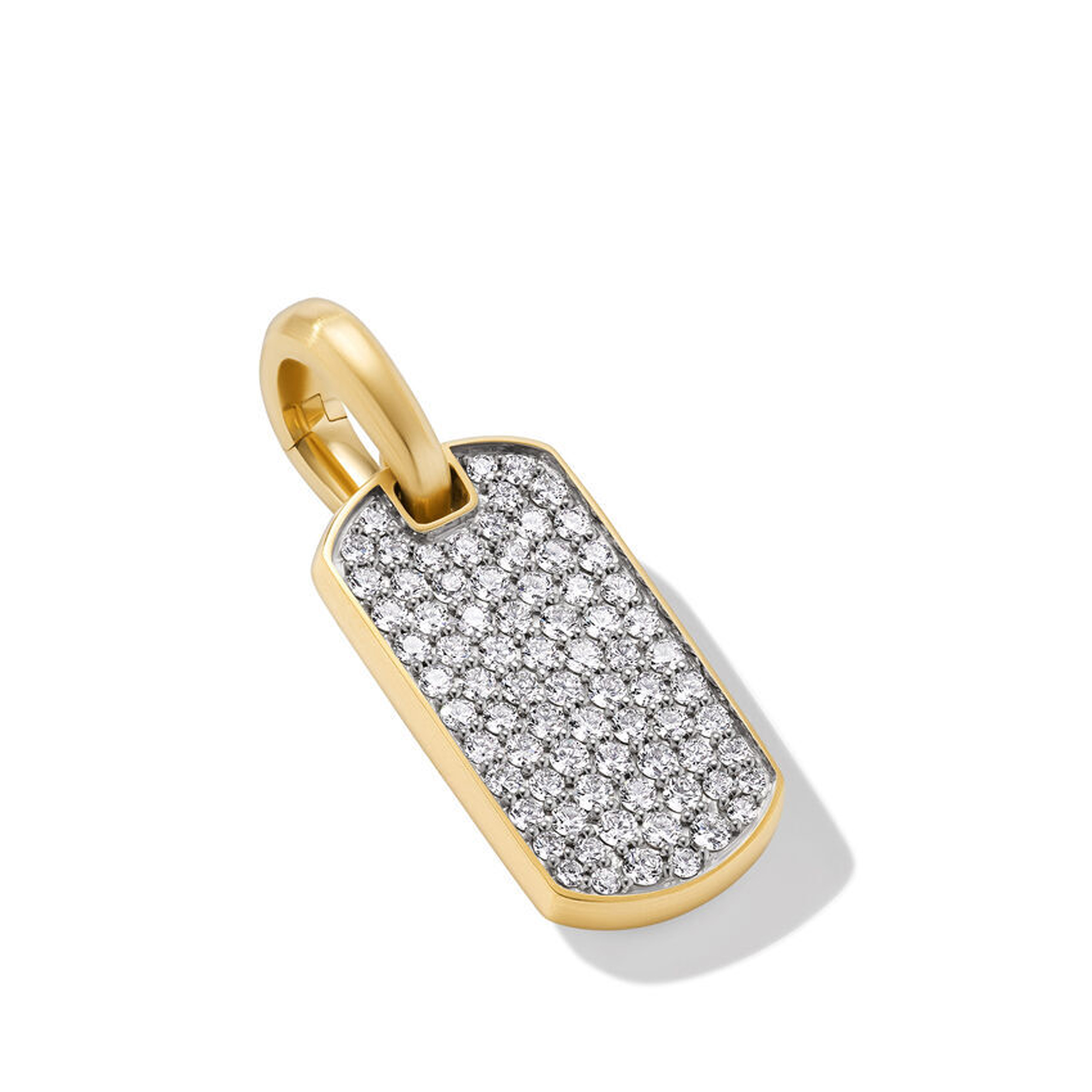 David Yurman Chevron Tag in 18K Yellow Gold with Diamonds 21mm