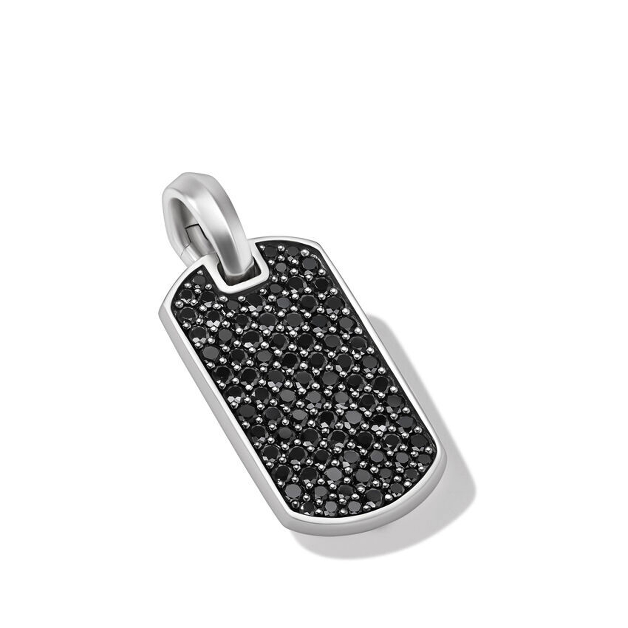 David Yurman  Chevron Tag in Silver with Black Diamonds 21mm