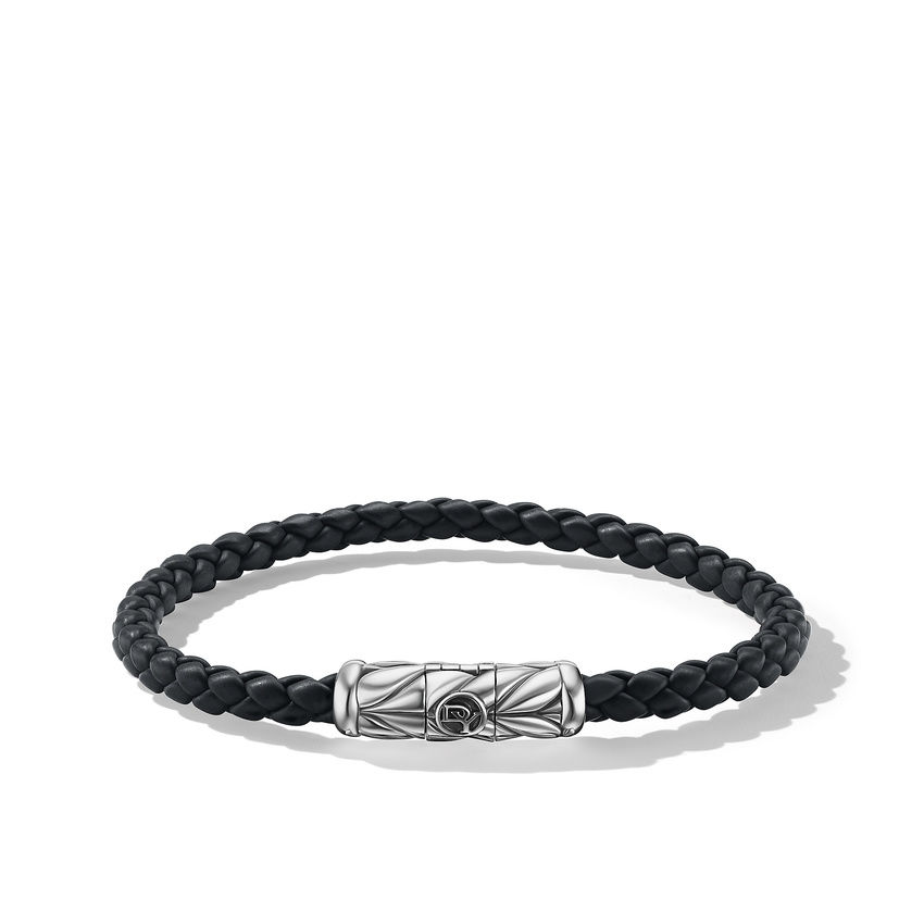 David Yurman Chevron Woven Black Rubber Bracelet | 5.55 | 8 Inches