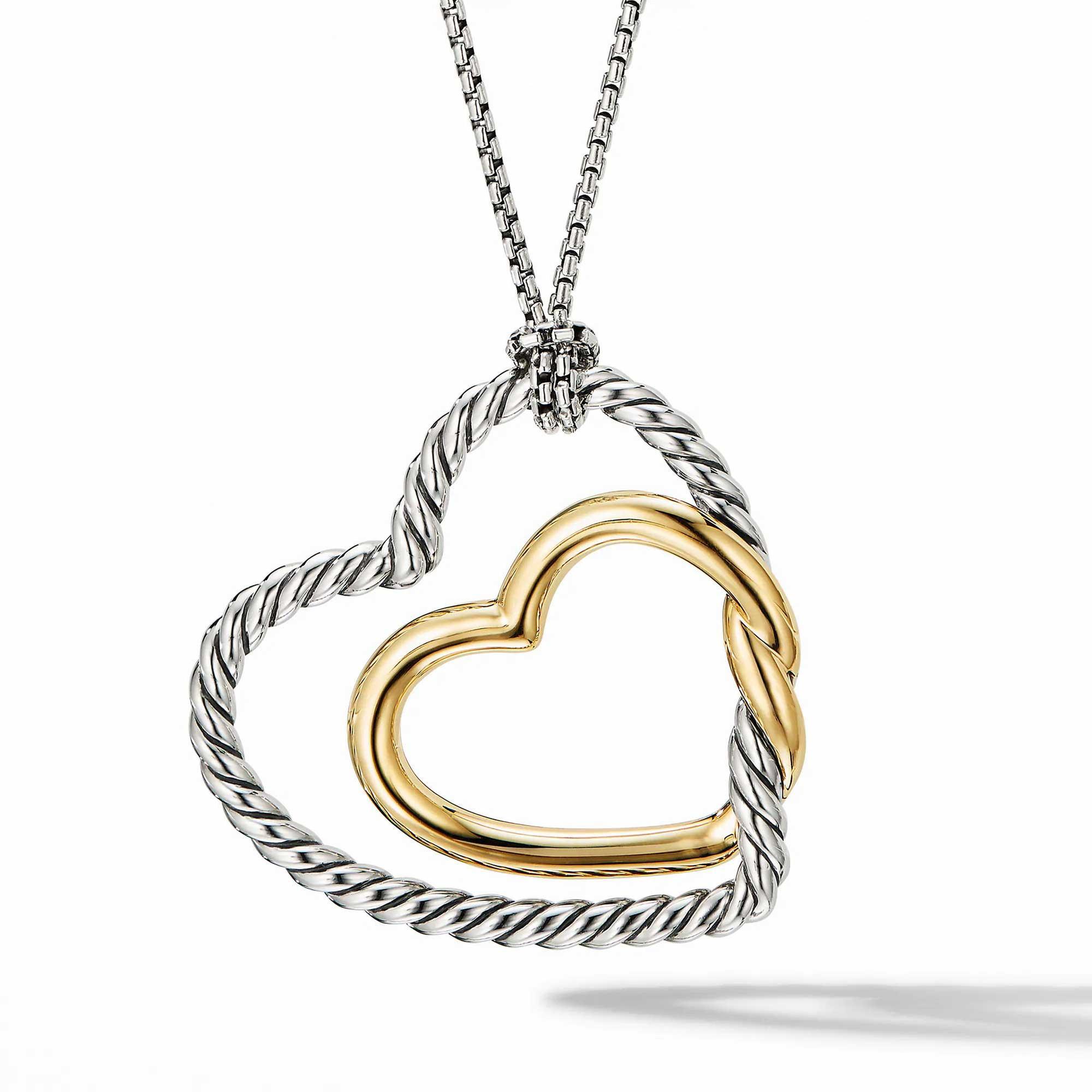 David Yurman Continuance Heart Necklace with 18k Yellow Gold