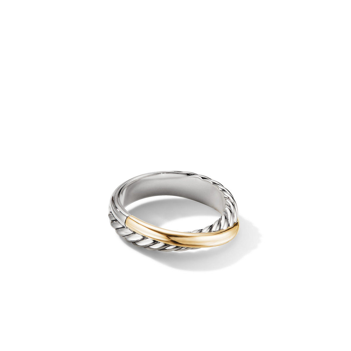David Yurman Womens Crossover Band Ring in Sterling Silver with 18K Yellow Gold 53mm Ring Size 85 495$