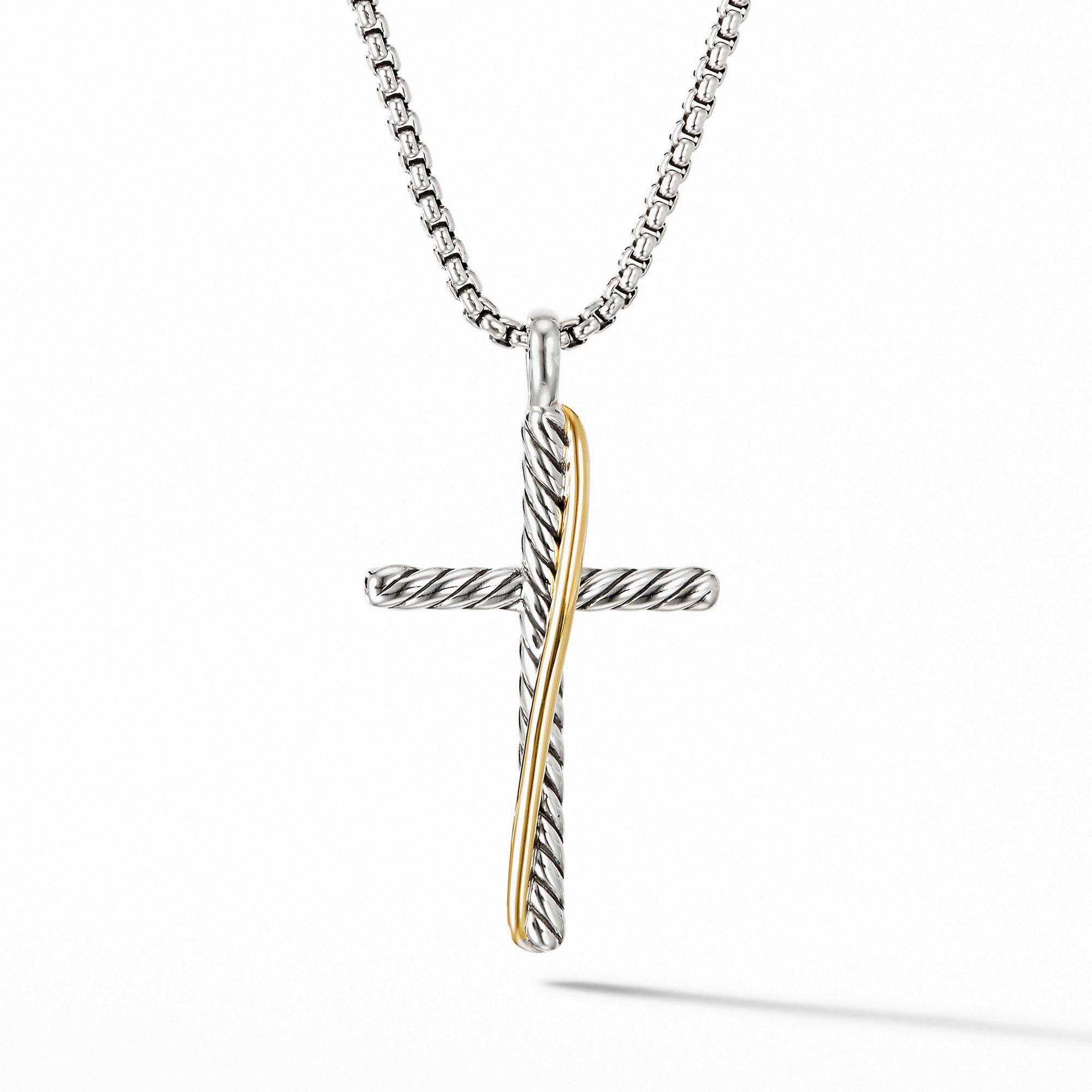 David Yurman Crossover Collection Cross Necklace with 18k Yellow 