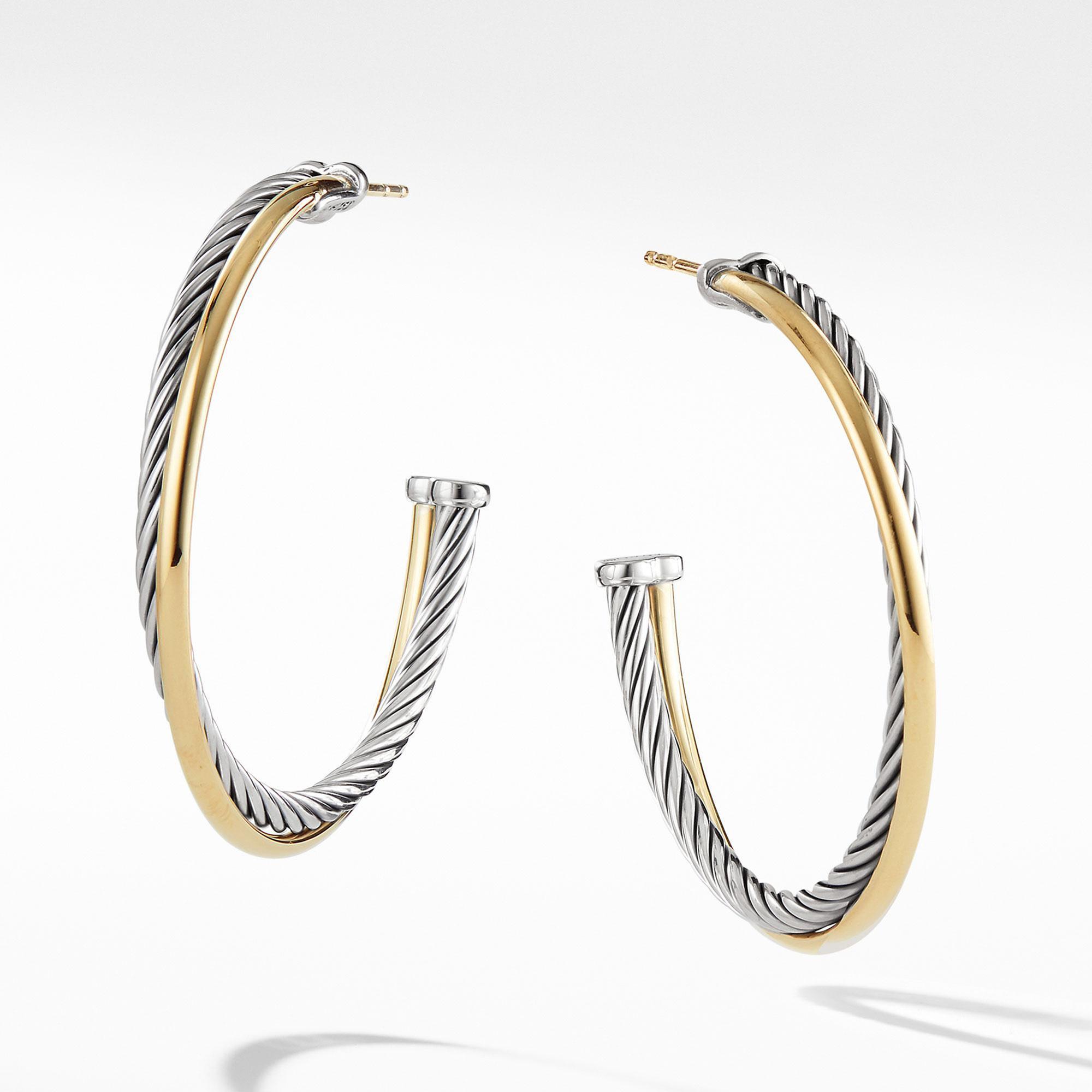 David Yurman Crossover Collection Extra Large Hoop Earrings with Gold