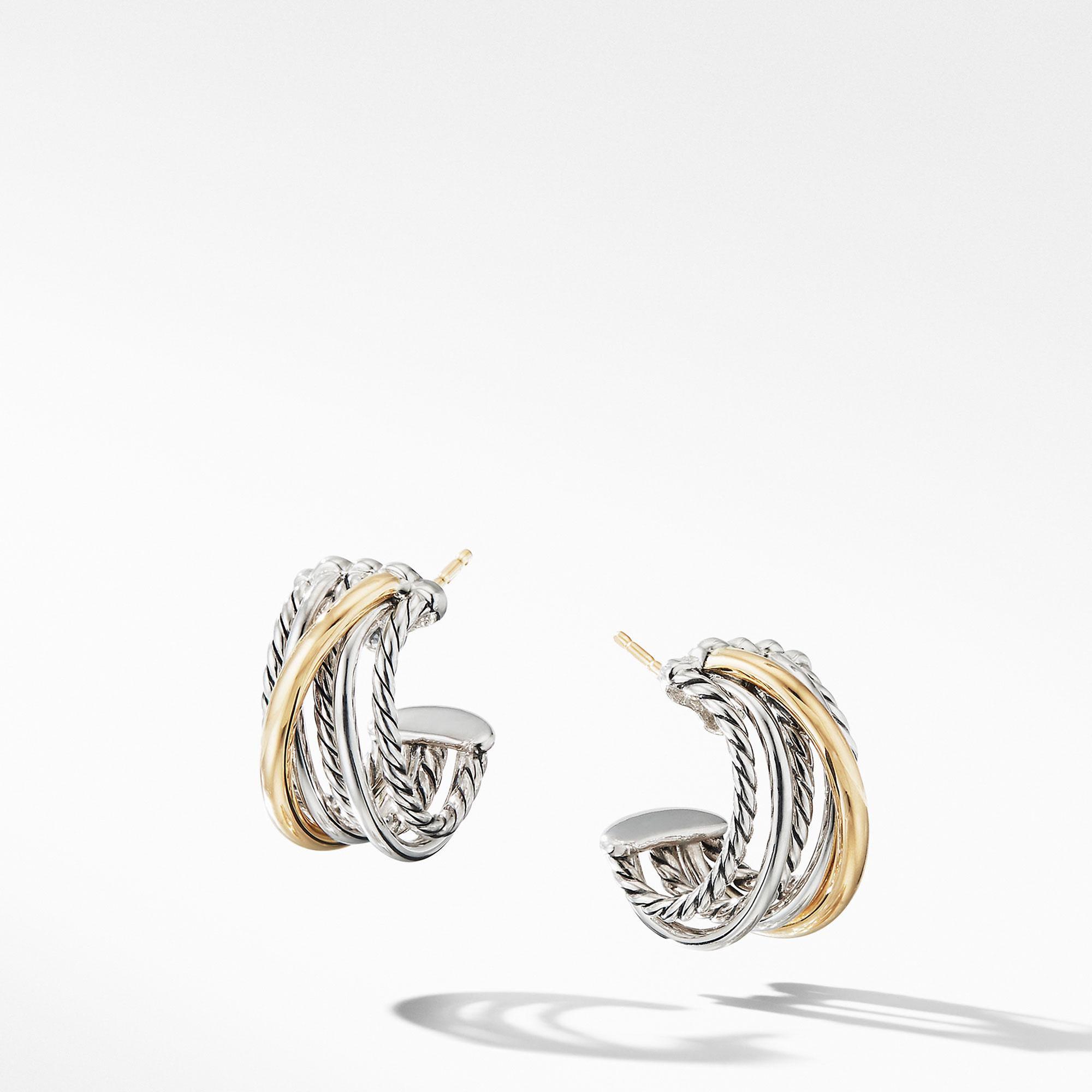 David Yurman Crossover Collection Huggie Hoop Earrings with 18k Y