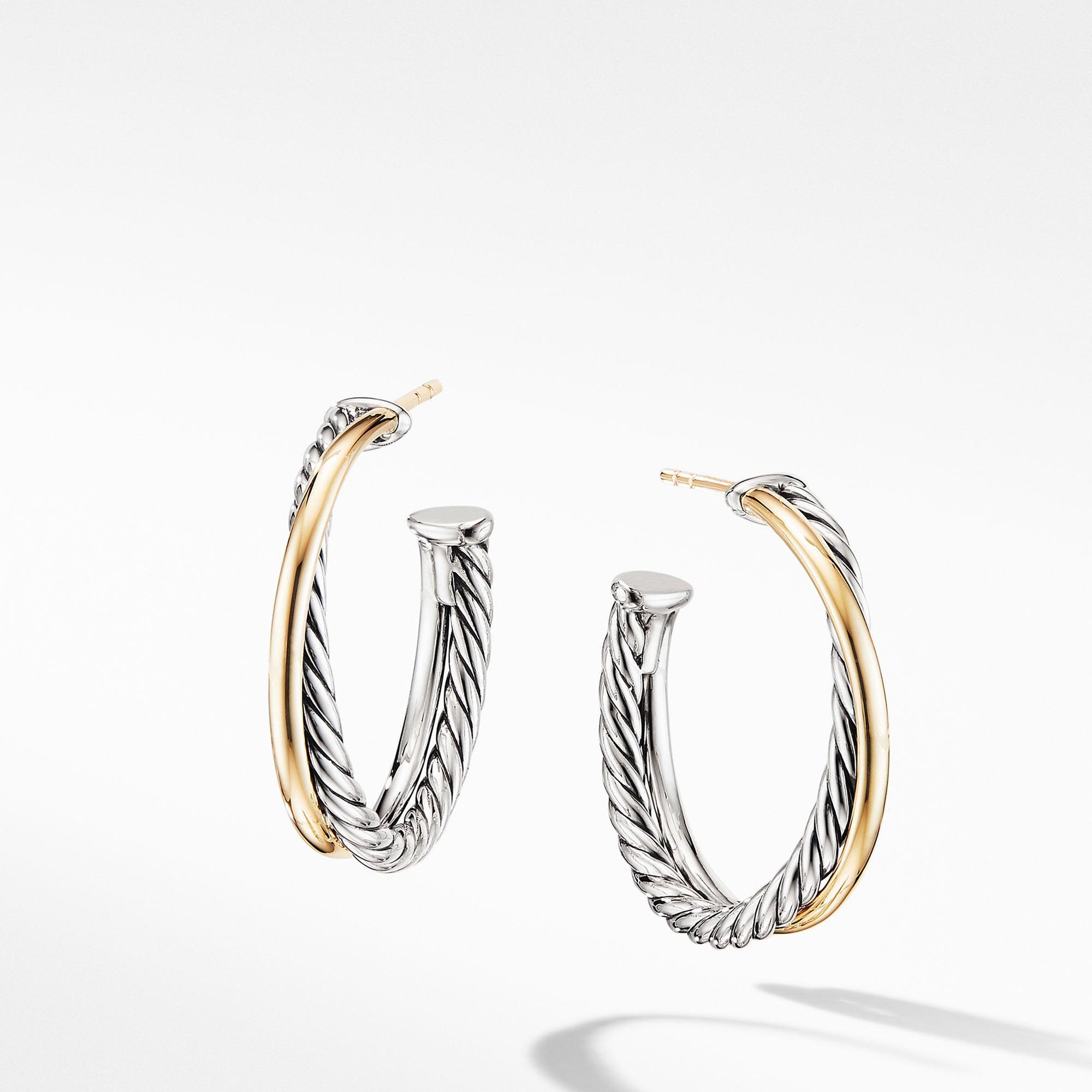David Yurman Crossover Collection Medium Hoop Earrings with 18k Y