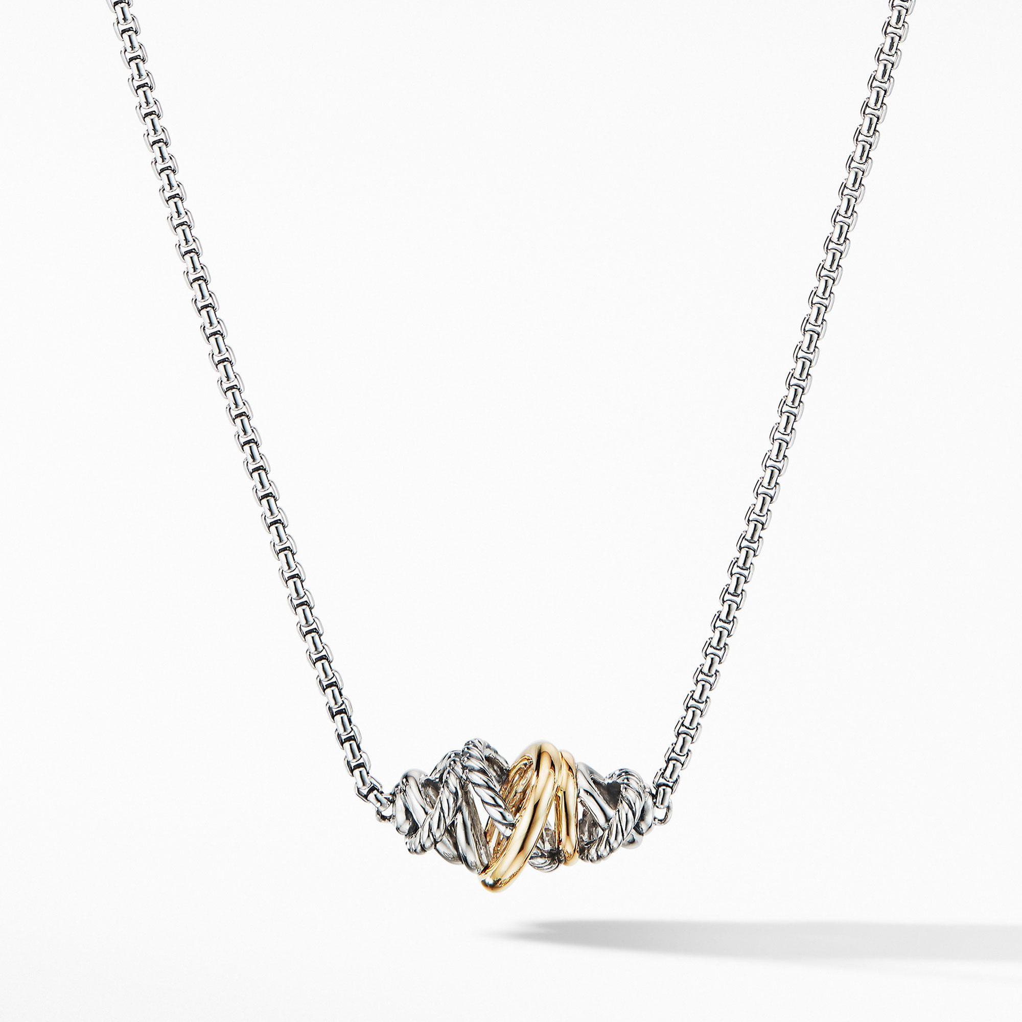 David Yurman Crossover Collection Short Station Necklace with 18k Yellow Gold