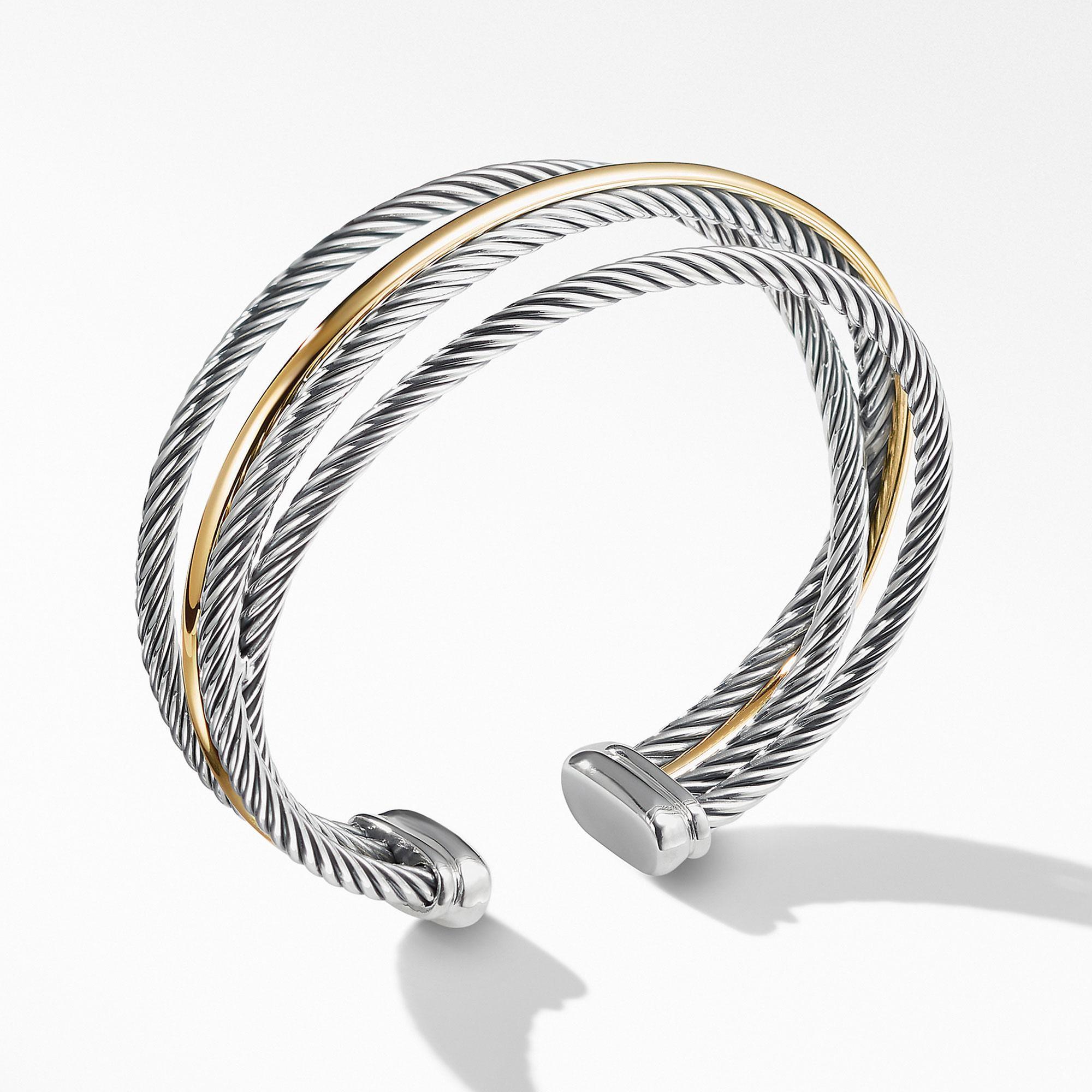 David Yurman Crossover Collection Three-Row Cuff with 18k Yellow 
