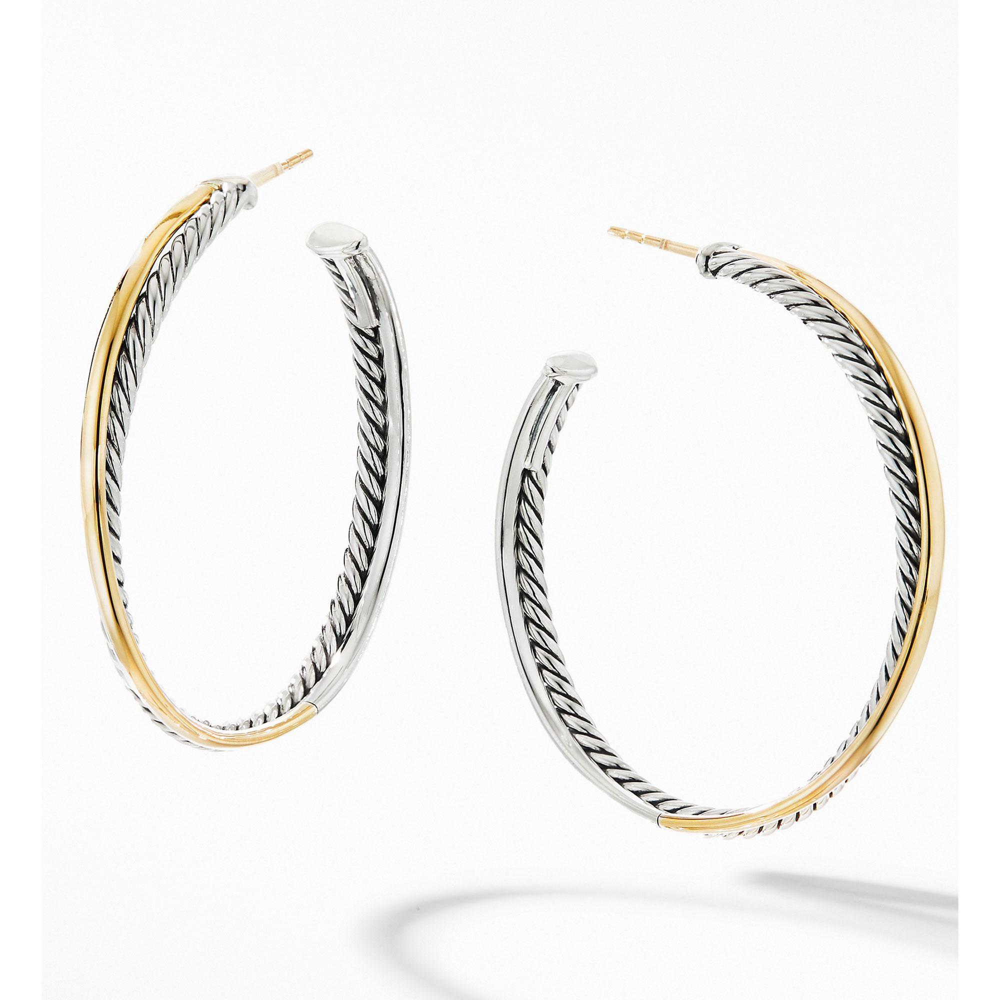 David Yurman Crossover Collection XL Hoop Earrings with 18k Yello