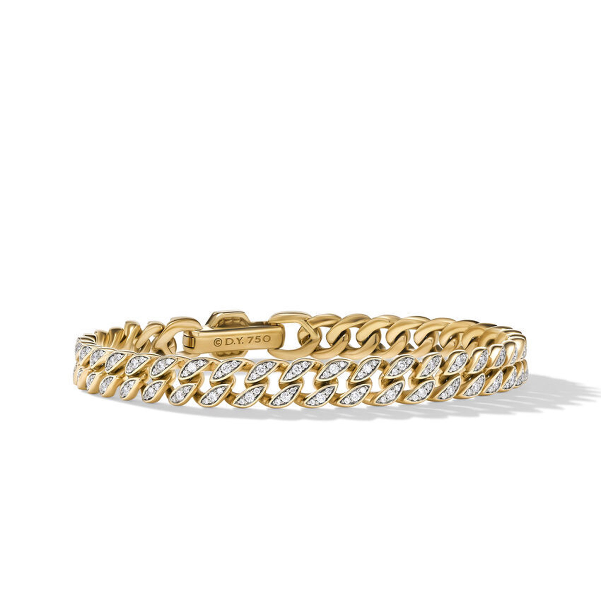 David Yurman Curb Chain Bracelet in 18K Yellow Gold with Pave Diamonds Bracelet Length Large 18500$