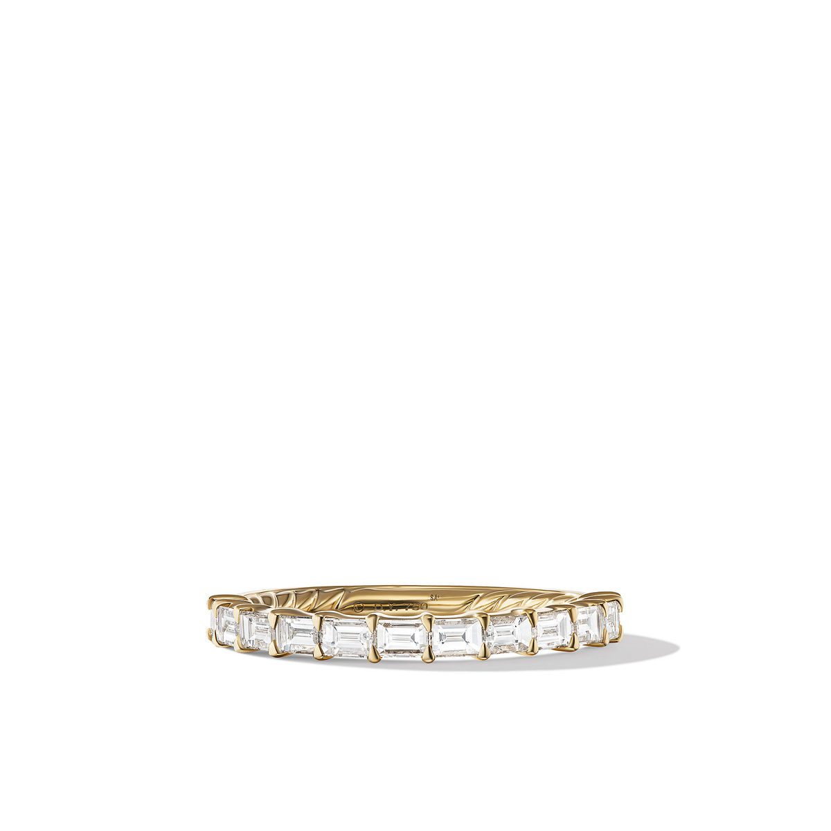 David Yurman DY Eden Partway Band Ring in 18K Yellow Gold with Baguette Diamonds, 2mm - Size 7