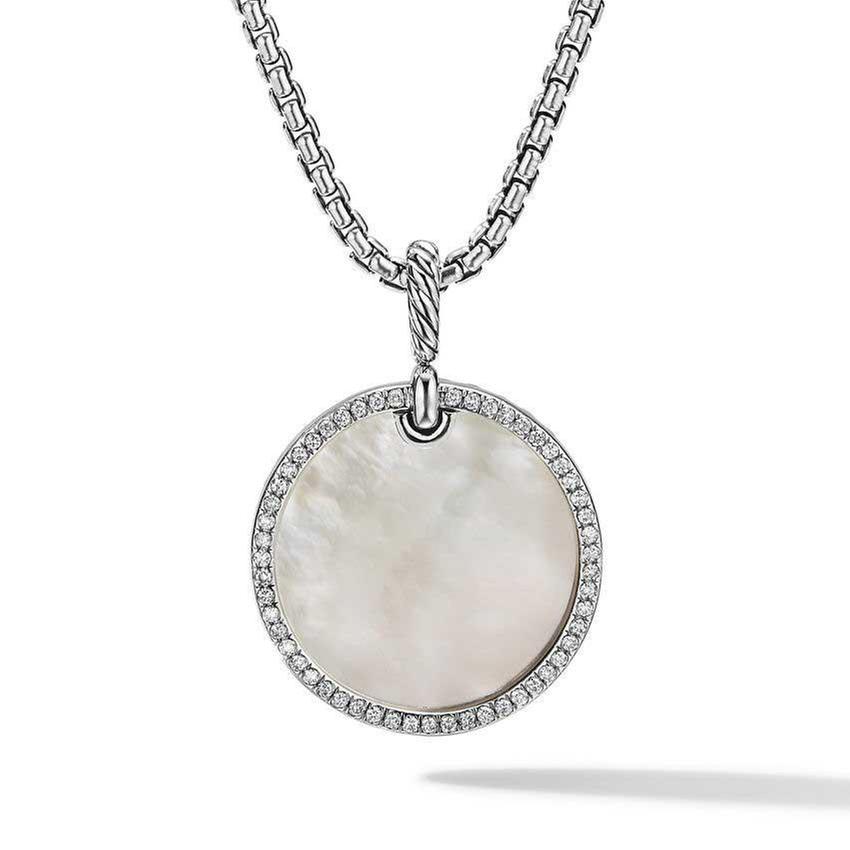 David Yurman DY Elements Disc Pendant with Mother of Pearl and Pa
