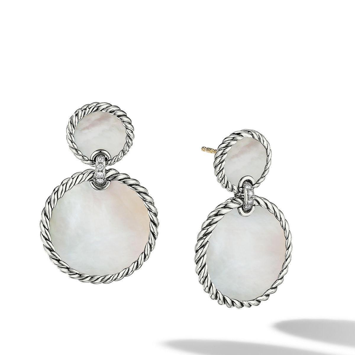 David Yurman DY Elements Double Drop Earrings with Mother of Pear