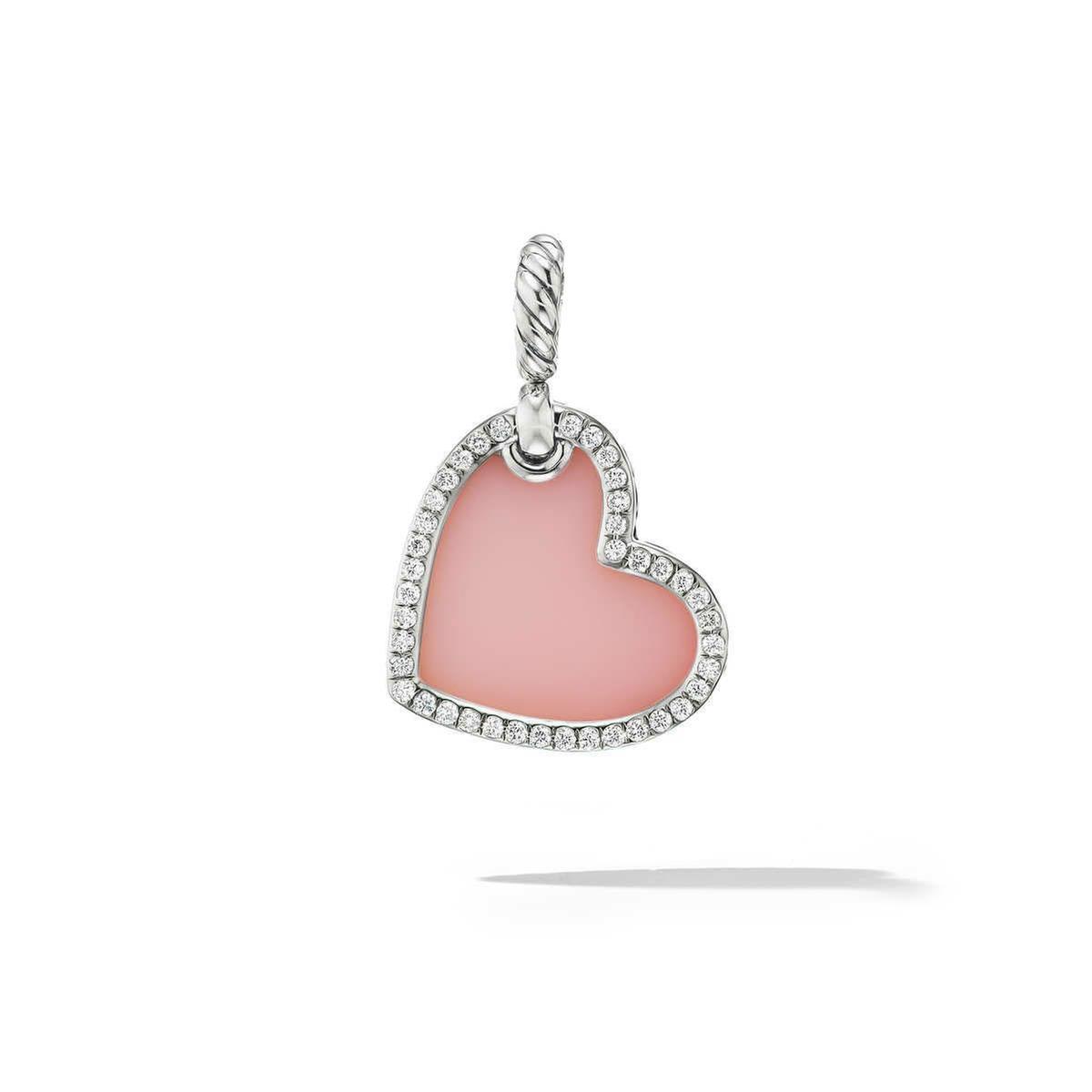 David Yurman DY Elements Heart Amulet with Pink Opal and Pave Dia
