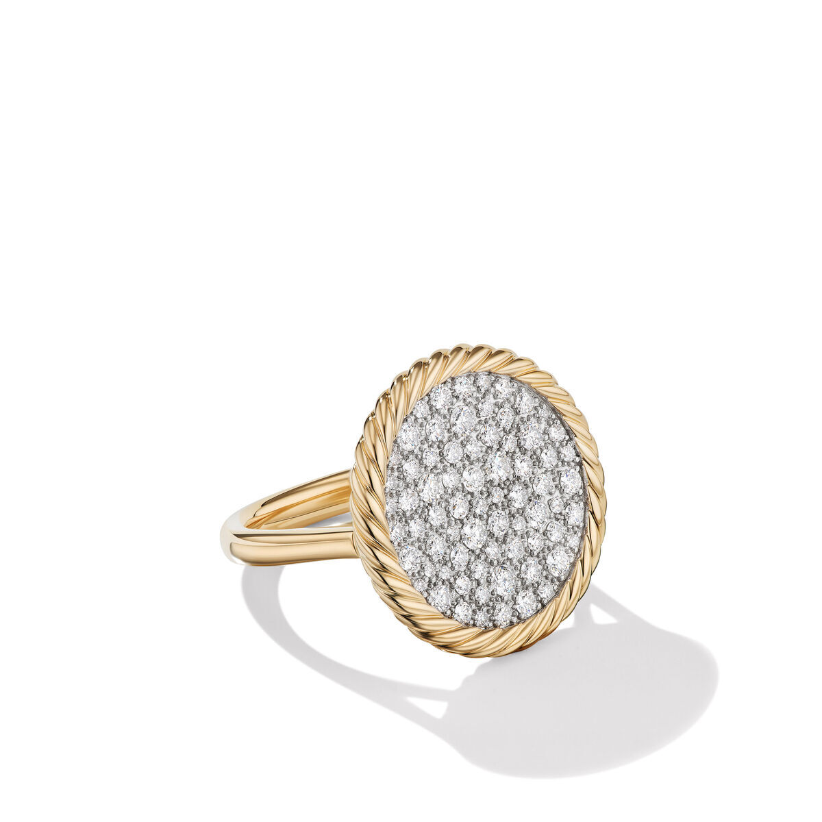 David Yurman DY Elements Ring in 18K Yellow Gold with Pave Diamonds - Size 6