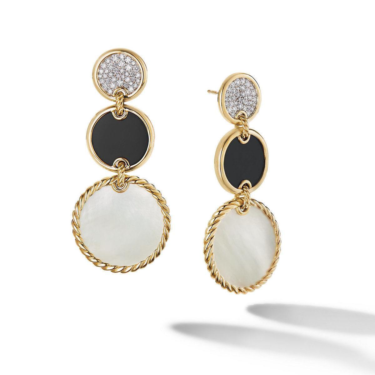 David Yurman DY Elements Triple Drop Earrings in 18K Yellow Gold 