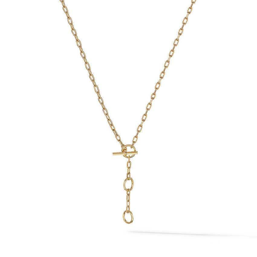 David Yurman DY Madison Three Ring Chain Necklace in 18k Yellow G