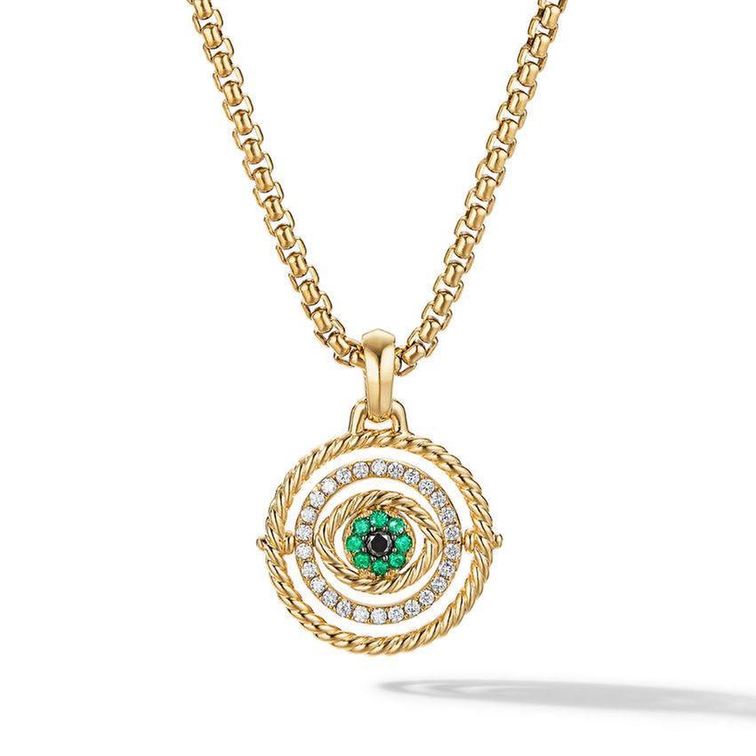 David Yurman Evil Eye Mobile Amulet in 18k Yellow Gold with Pave 