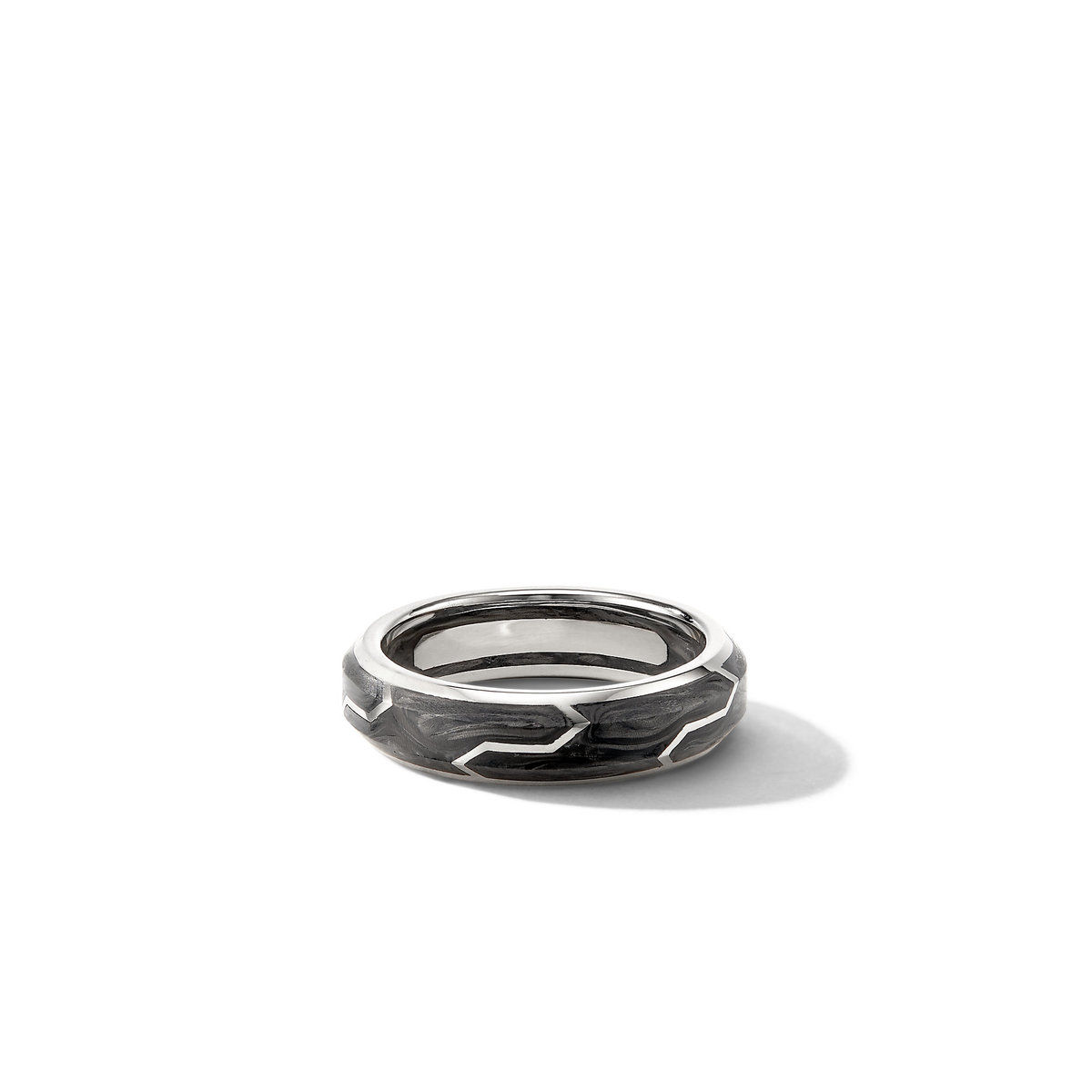 David Yurman Forged Carbon Band Ring with 18k White Gold | 6mm - Size 12.5