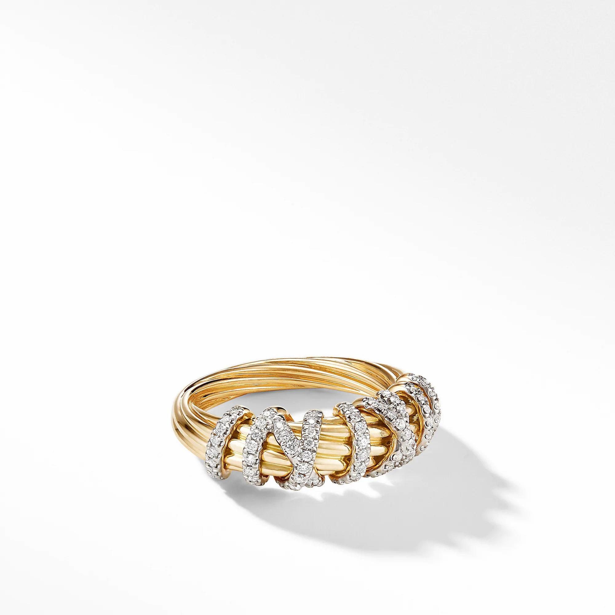 David Yurman Helena Small Ring in 18k Yellow Gold with Diamonds -