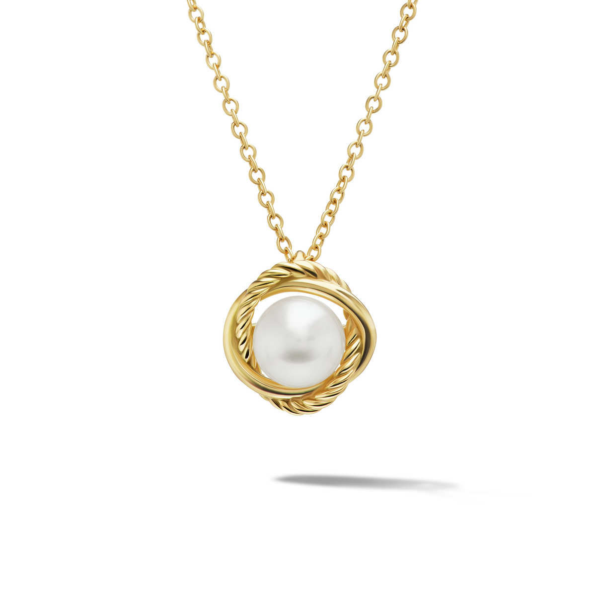 David Yurman Infinity Pendant Necklace in 18K Yellow Gold with Pe