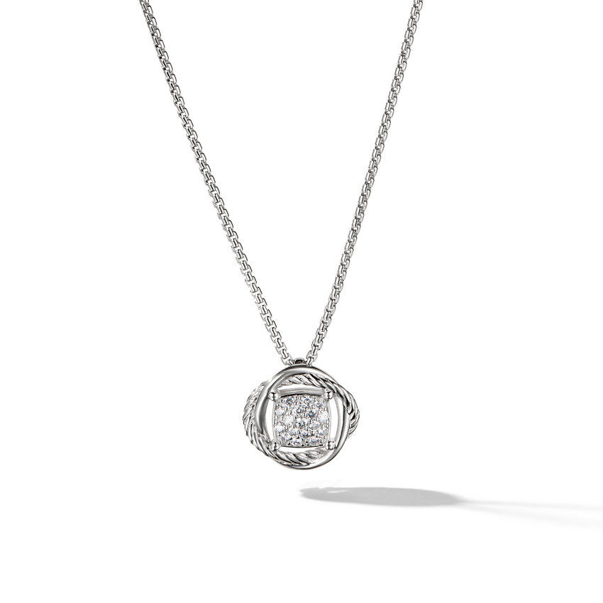 David Yurman Infinity Pendant Necklace with Pave Diamonds - 17 Inches