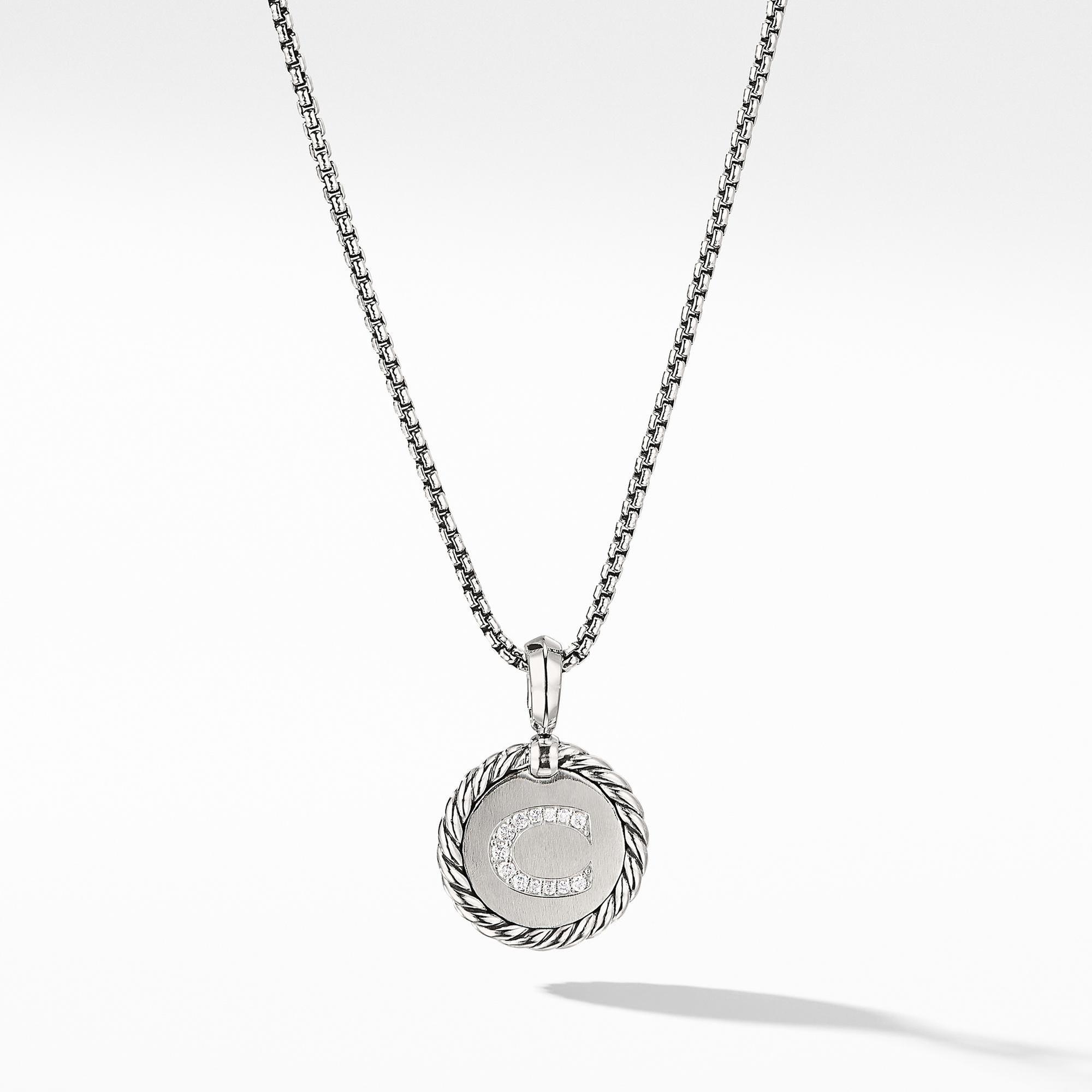David Yurman Initial Charm Necklace with Diamonds, Letter C