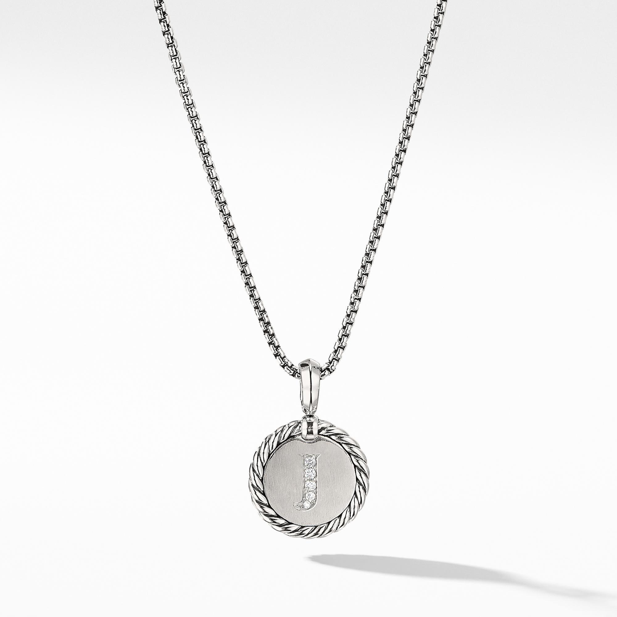 David Yurman Initial Charm Necklace with Diamonds, Letter J