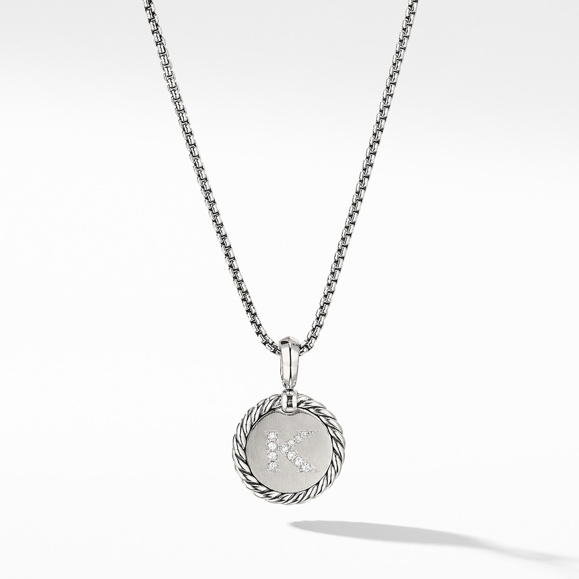 David Yurman Initial Charm Necklace with Diamonds, Letter K
