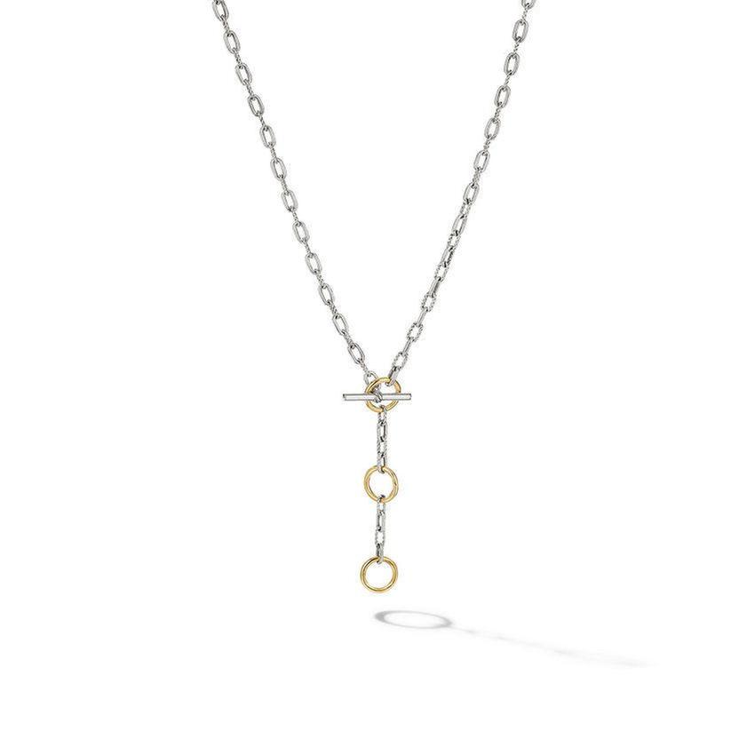 David Yurman Madison Three Ring Chain Necklace with 18k Yellow Gold - 17 Inches 995$