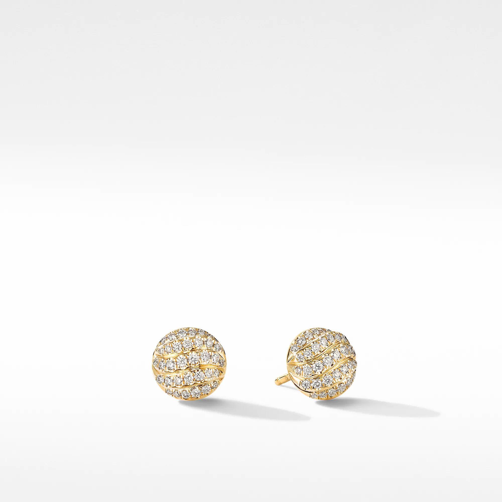 David Yurman Mini Cable Stud Earrings in 18K Yellow Gold with Dia