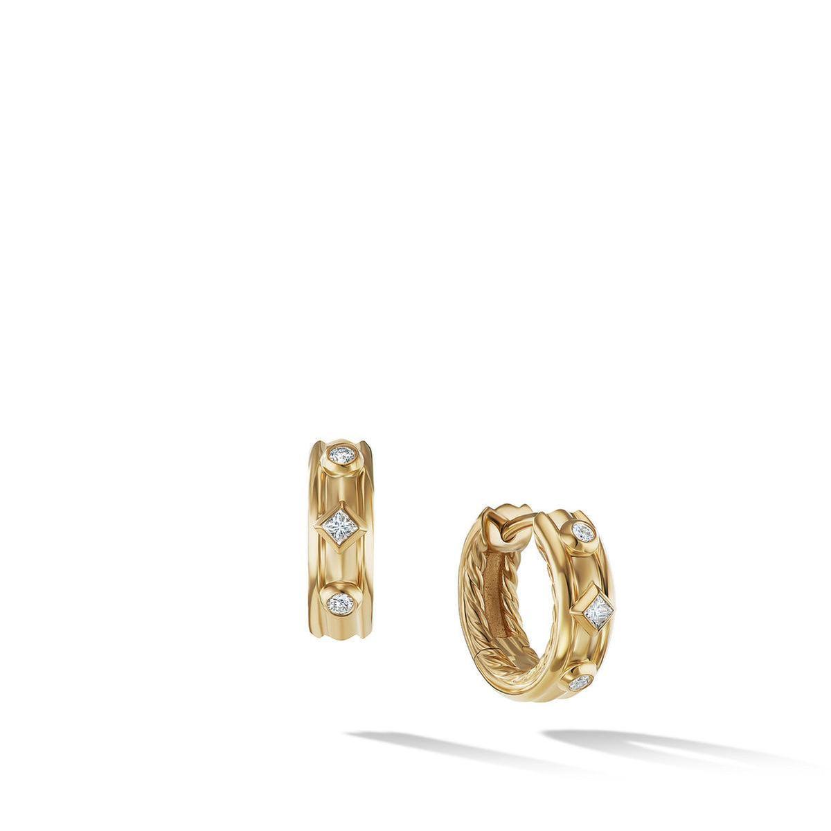 David Yurman Modern Renaissance Huggie Earrings in 18K Yellow Gol