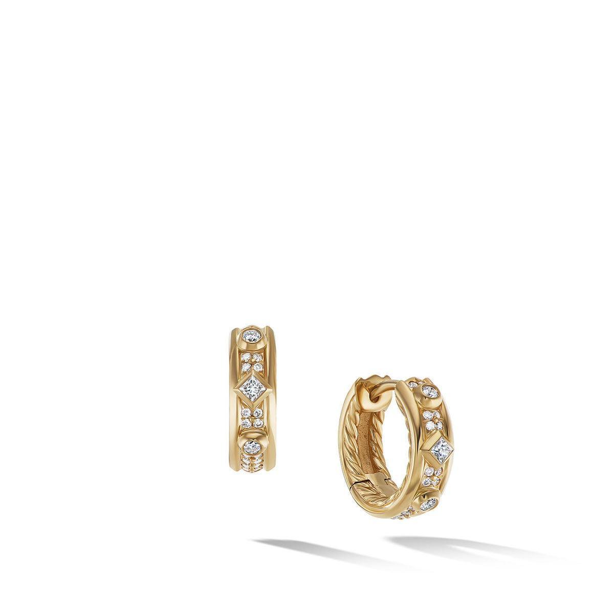 David Yurman Modern Renaissance Huggie Earrings in 18K Yellow Gol