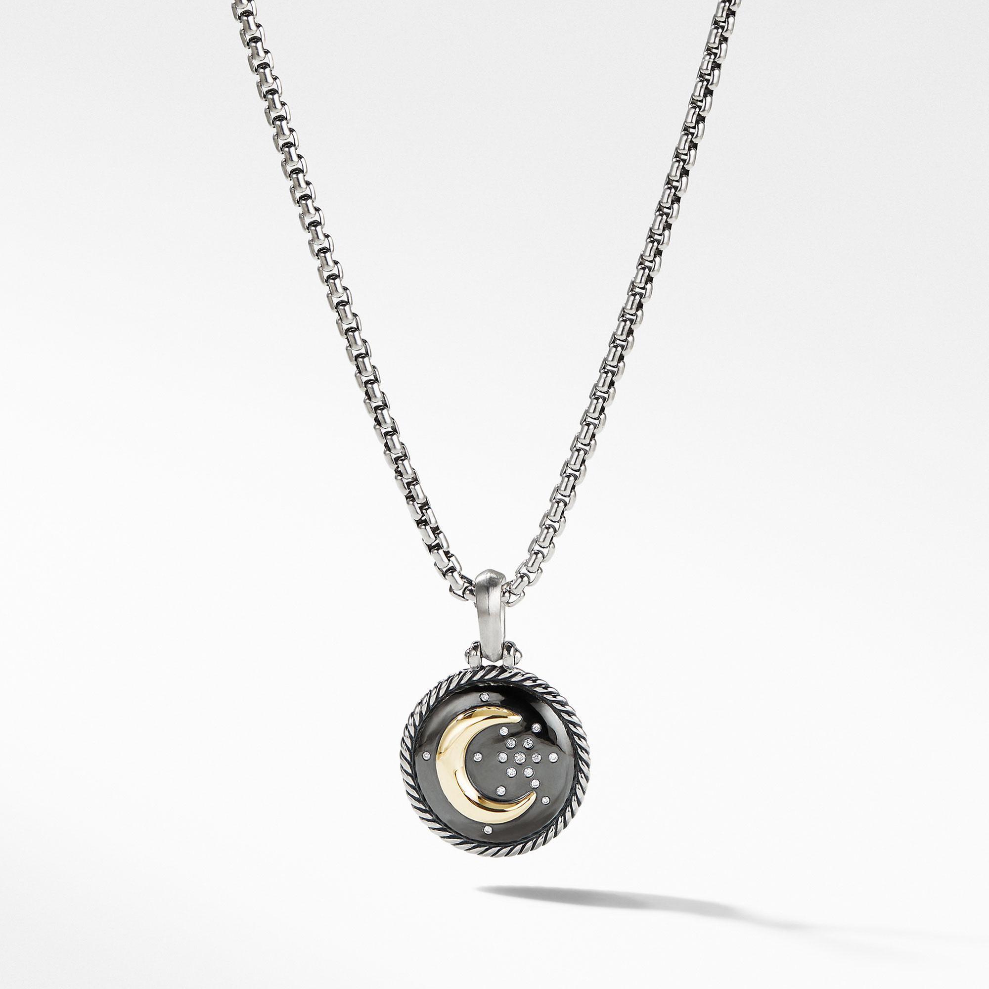 David Yurman Moon and Star Amulet with Diamonds and 18k Gold