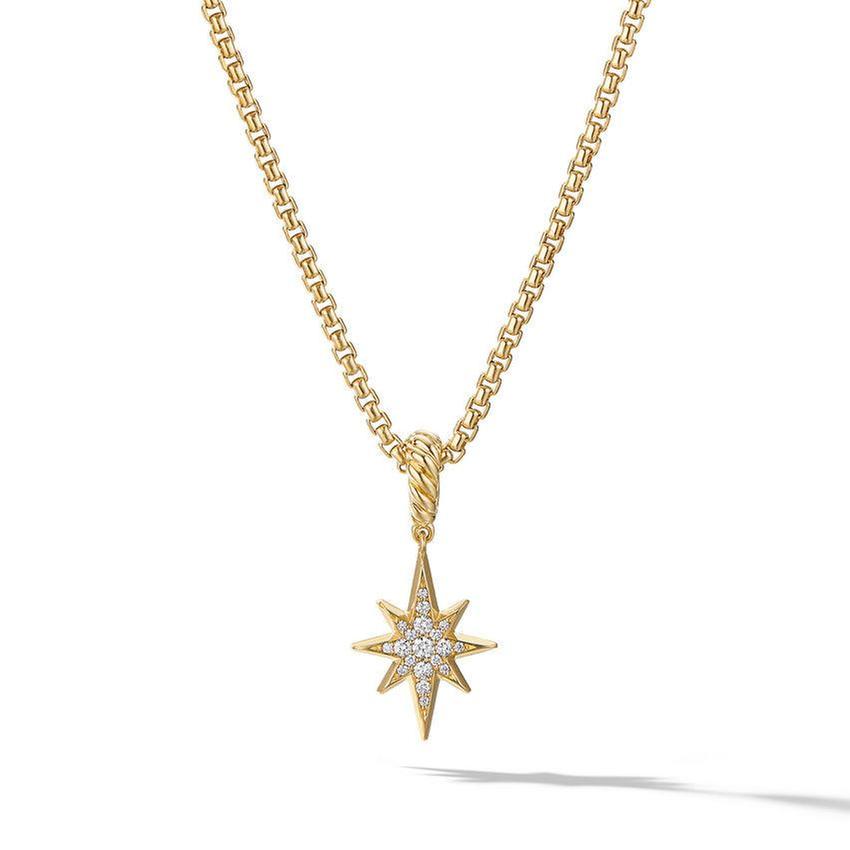 David Yurman North Star Amulet in 18k Yellow Gold with Pave Diamo