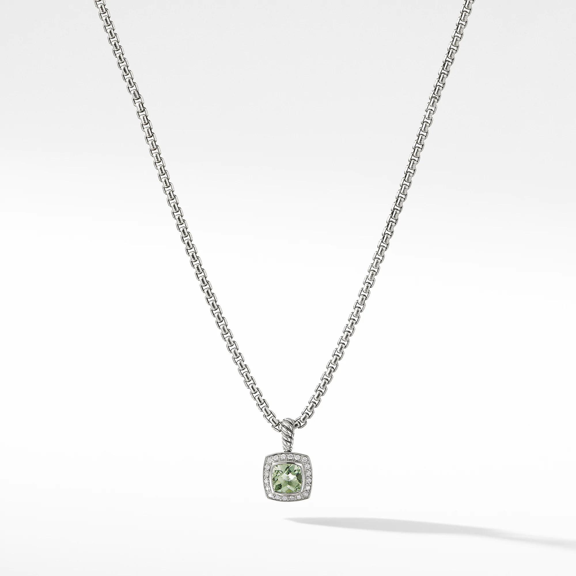 David Yurman Petite Albion Pendant Necklace with Prasiolite and D