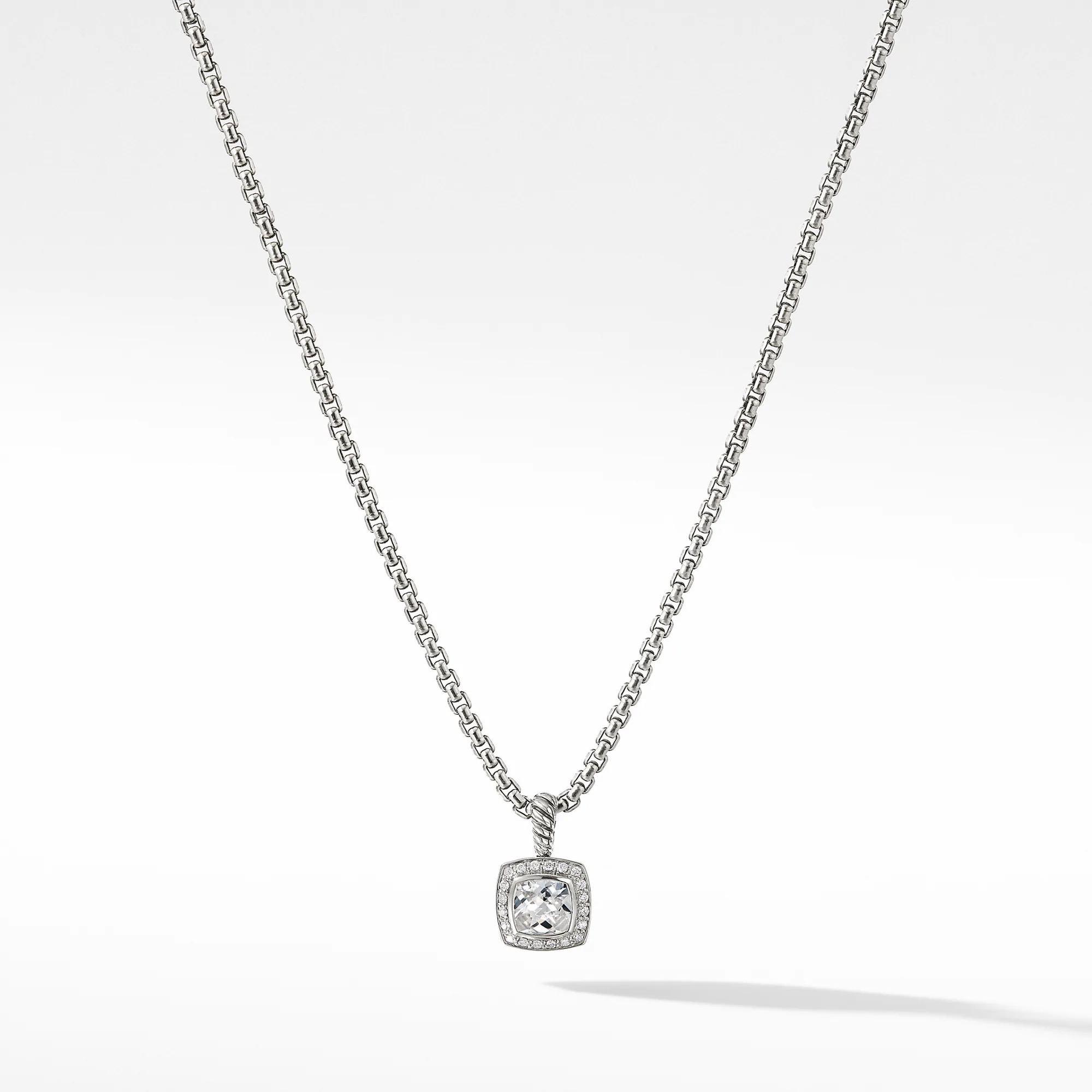David Yurman Petite Albion(R) Pendant Necklace with White Topaz a