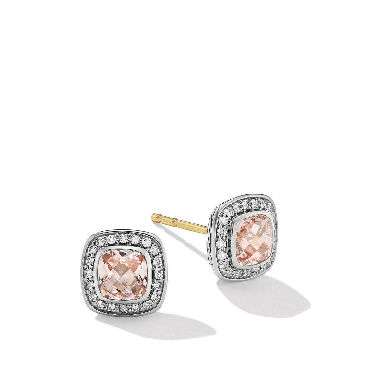 David Yurman Petite Albion Stud Earrings with Morganite and Pave 