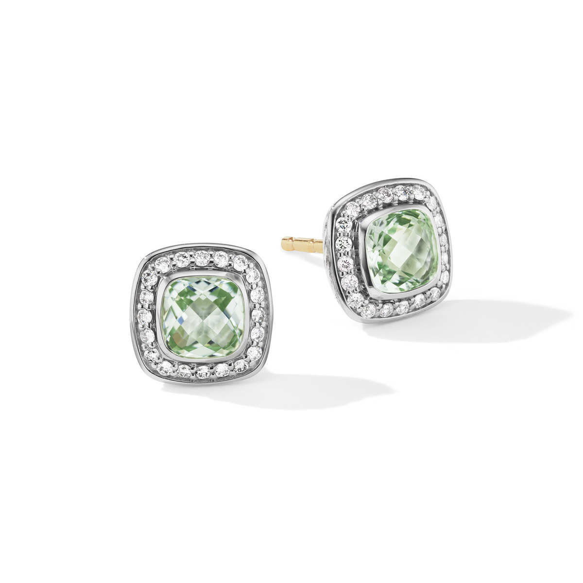 David Yurman Petite Albion Stud Earrings with Prasiolite and Pave