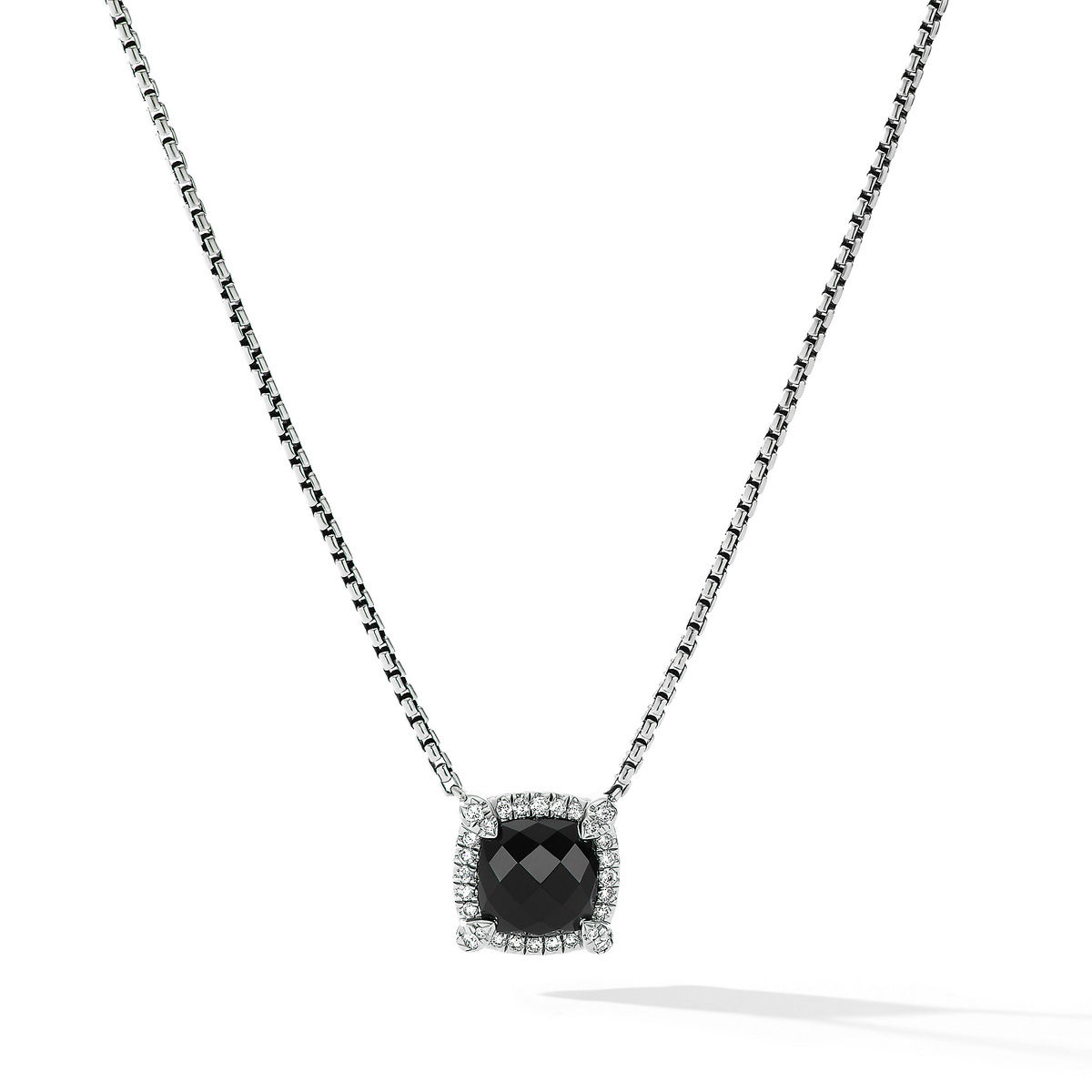 David Yurman Petite Chatelaine Pave Bezel Pendant Necklace with B