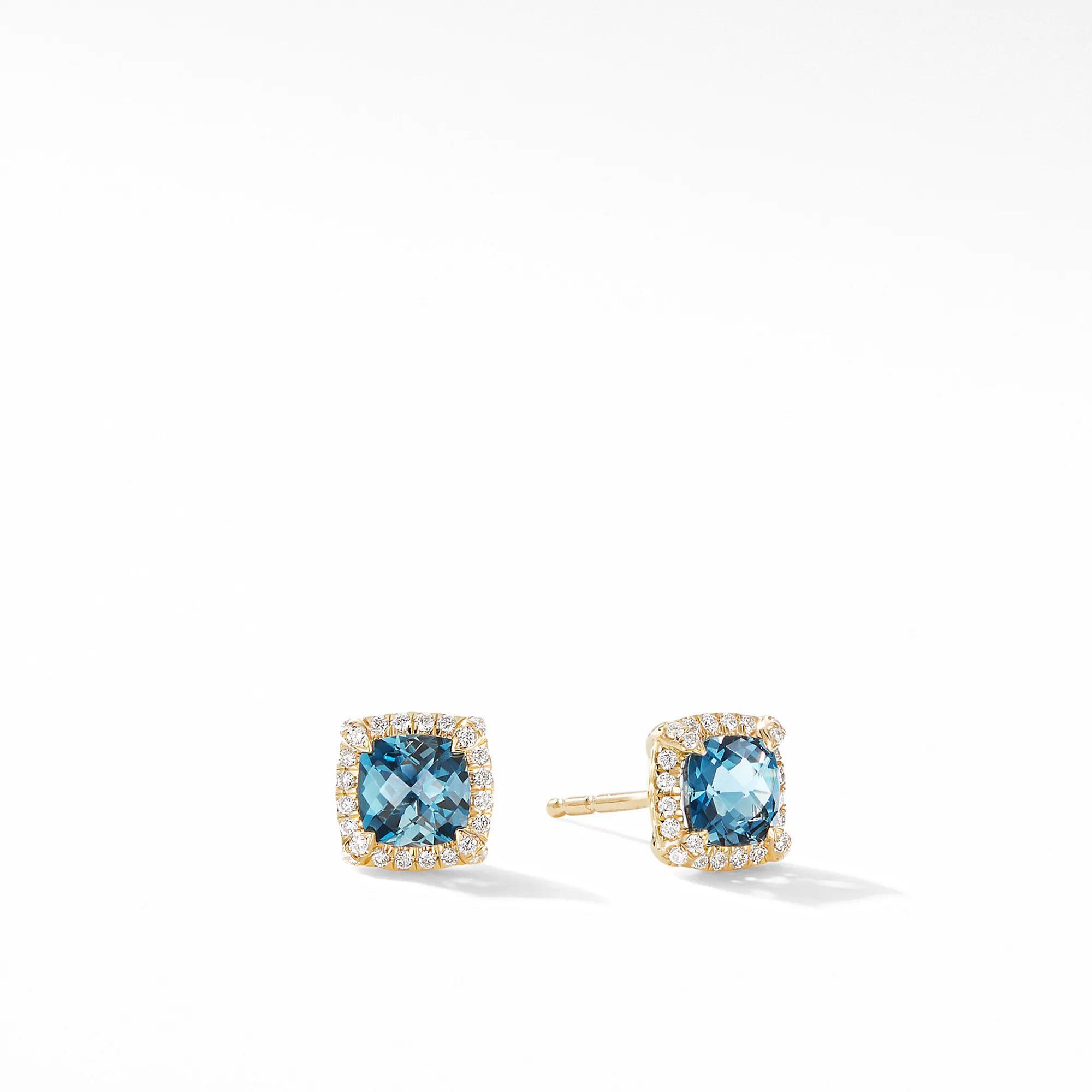David Yurman Petite Chatelaine Pave Bezel Stud Earrings in 18k Ye